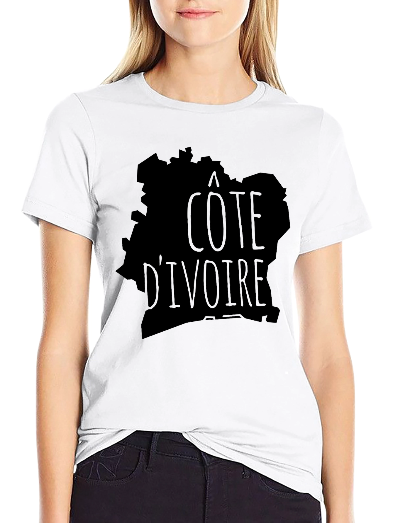 Côte dIvoire Map Graphic Tee - Black