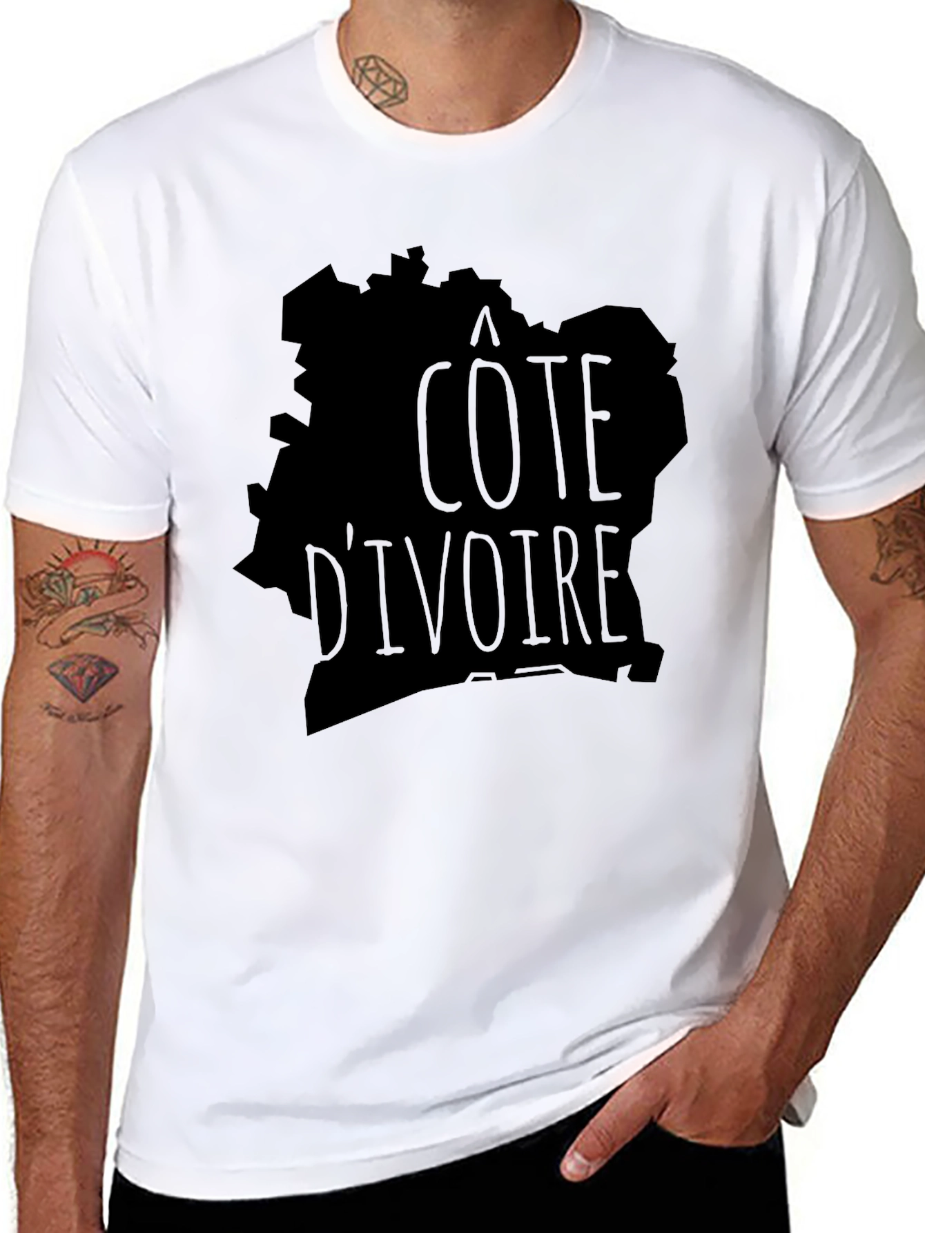 Côte dIvoire Map Graphic Tee - Black