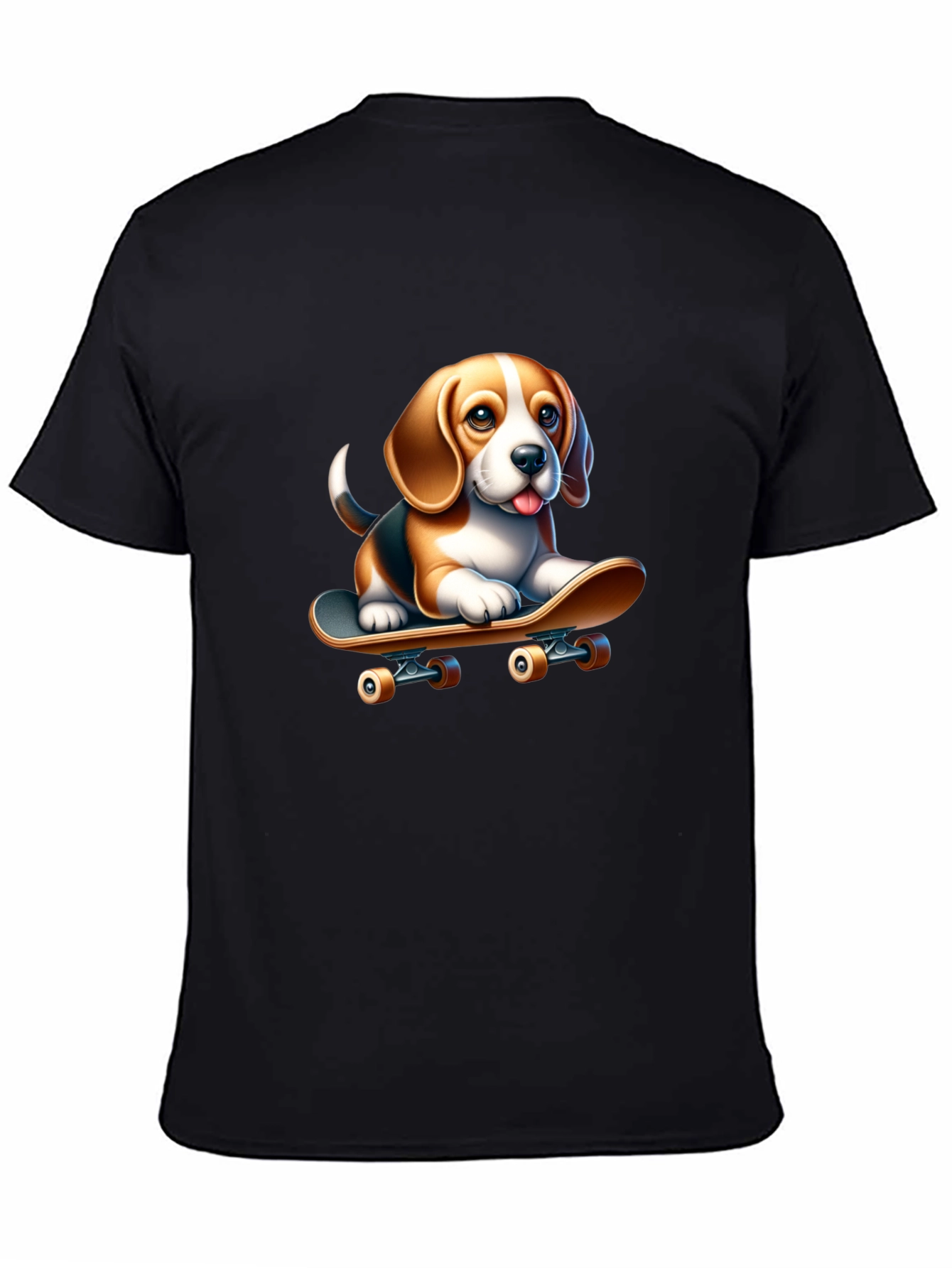 Dog on Skateboard Black T-Shirt