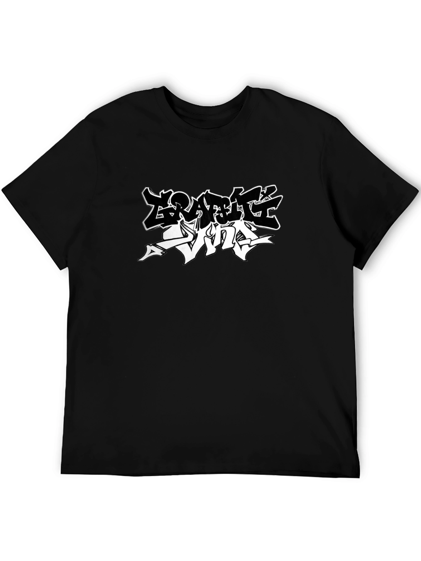 Black T-Shirt with Graffiti Style Design