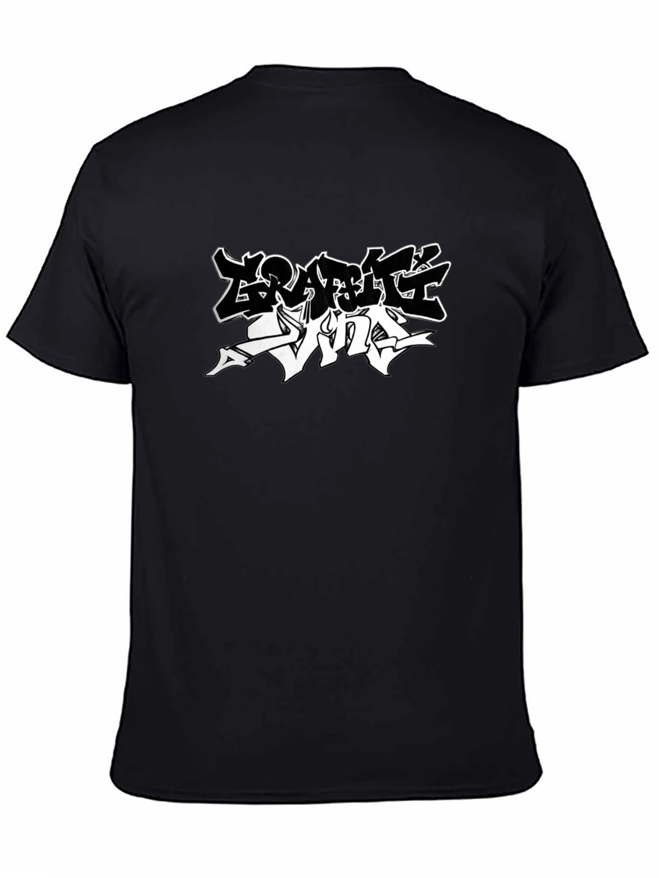 Black T-Shirt with Graffiti Style Design