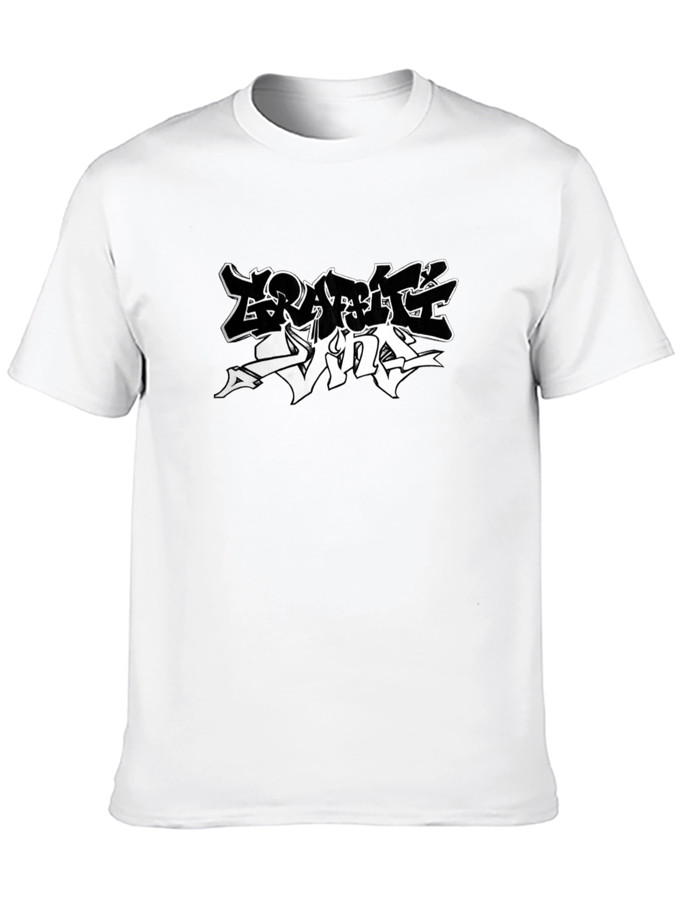 Black T-Shirt with Graffiti Style Design
