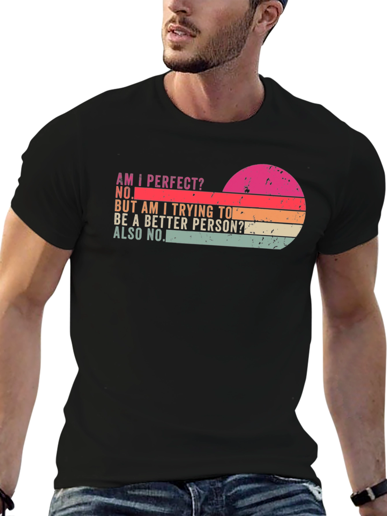 Am I Perfect? T-Shirt - Retro Sunset Design