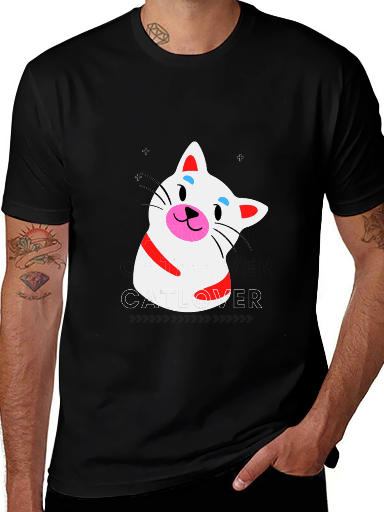 Cat Lover T-Shirt - Black Crew Neck Tee