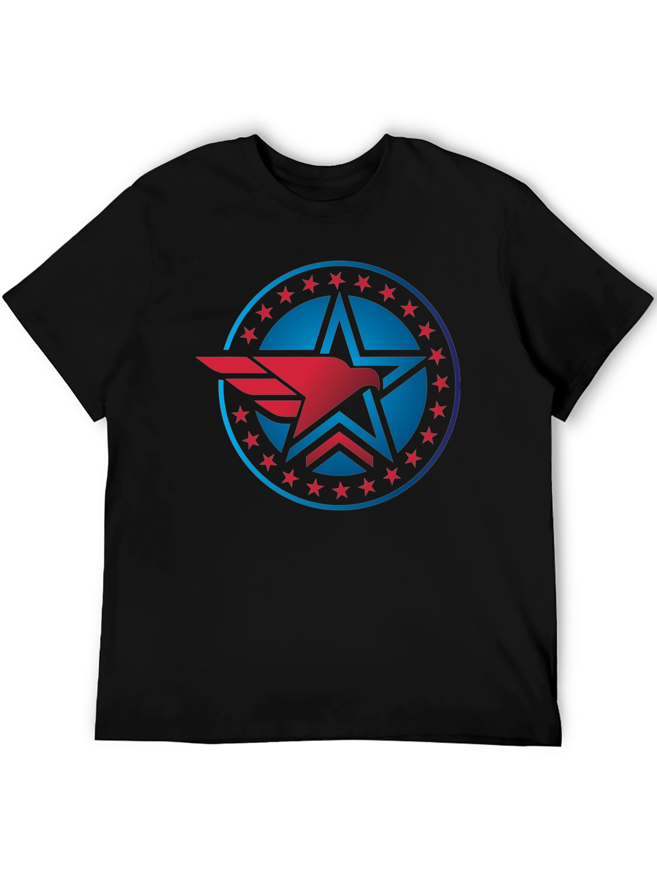 Patriotic Eagle Star Black T-Shirt