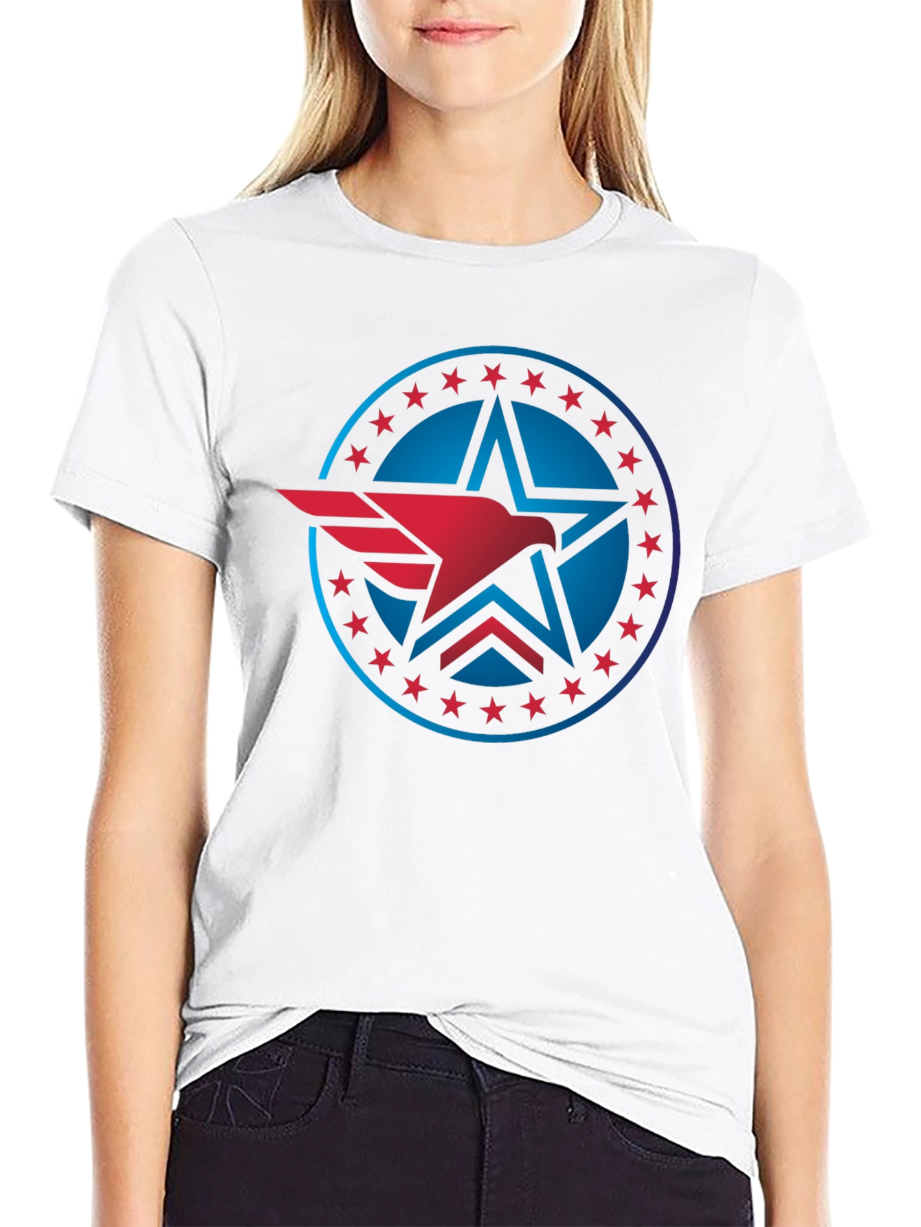 Patriotic Eagle Star Black T-Shirt