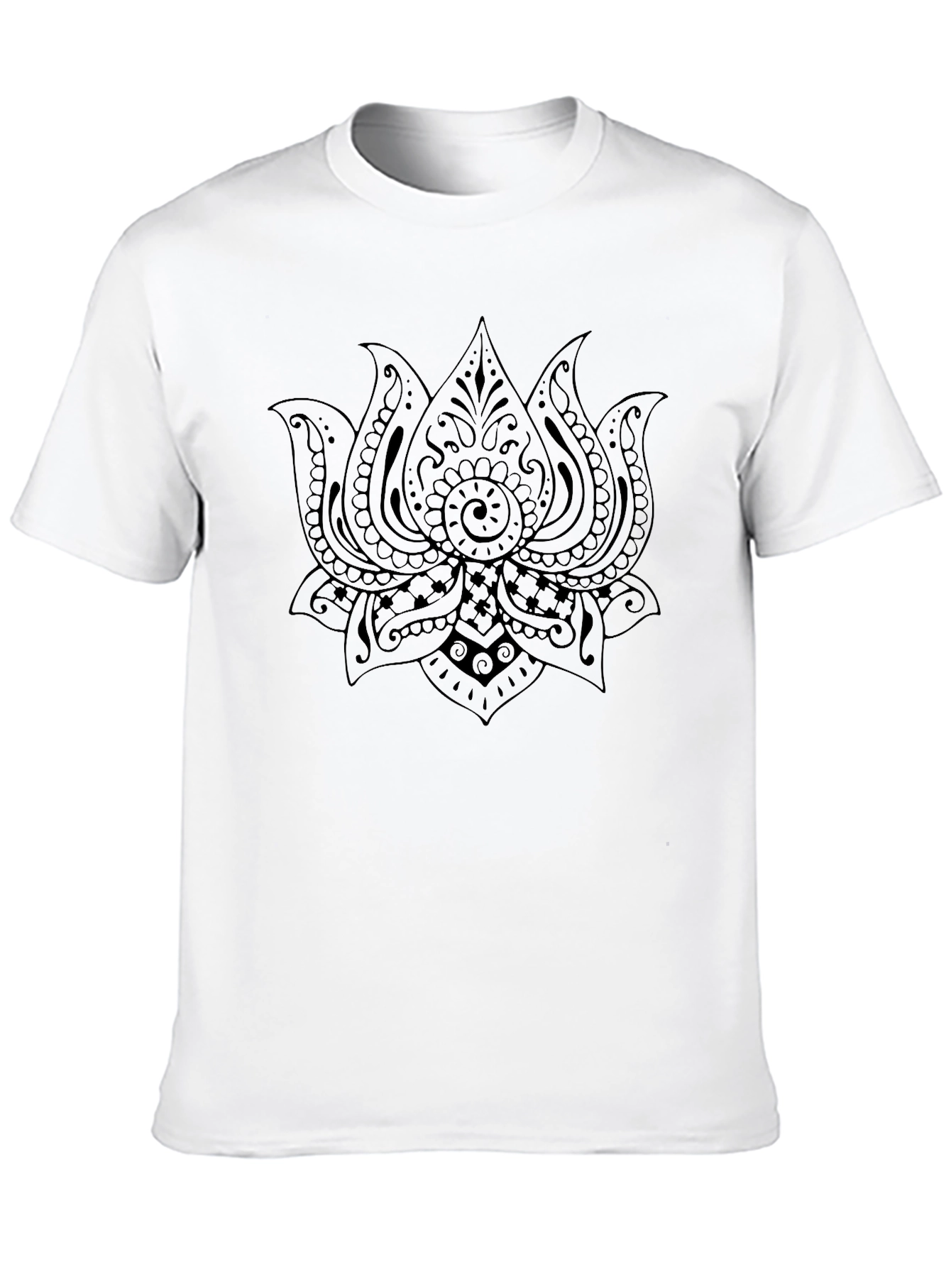 Black T-Shirt with Lotus Flower Graphic