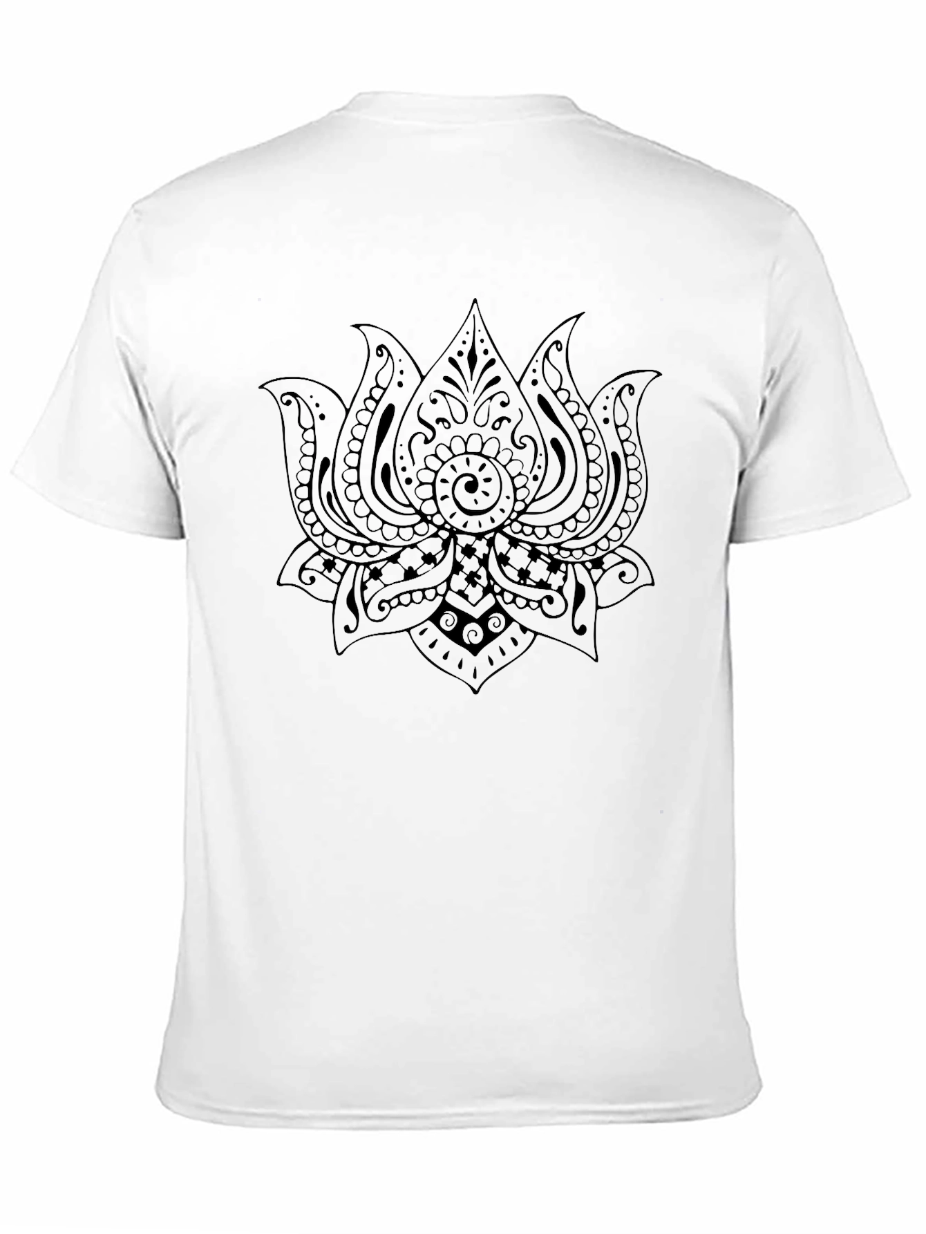 Black T-Shirt with Lotus Flower Graphic
