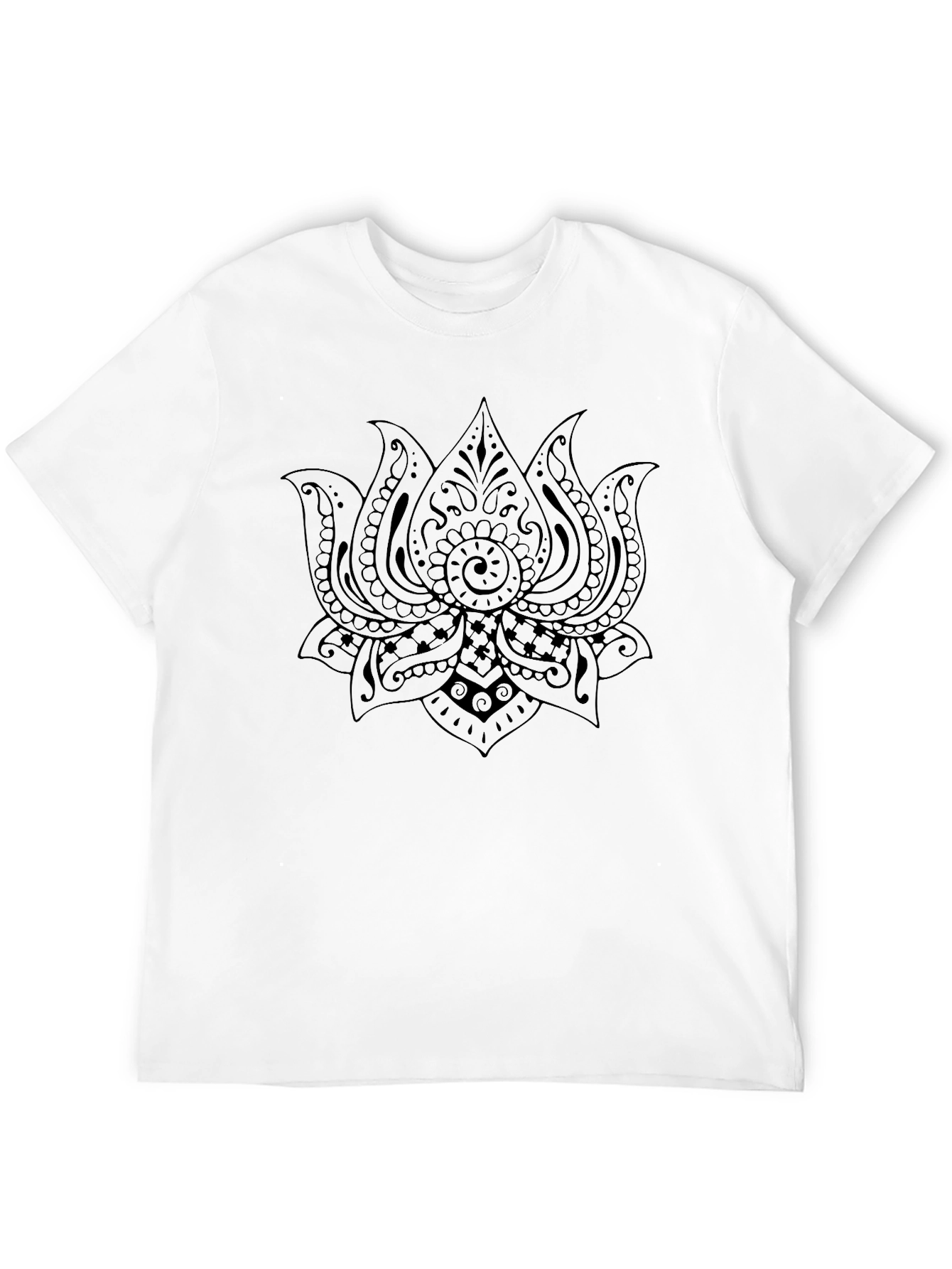 Black T-Shirt with Lotus Flower Graphic