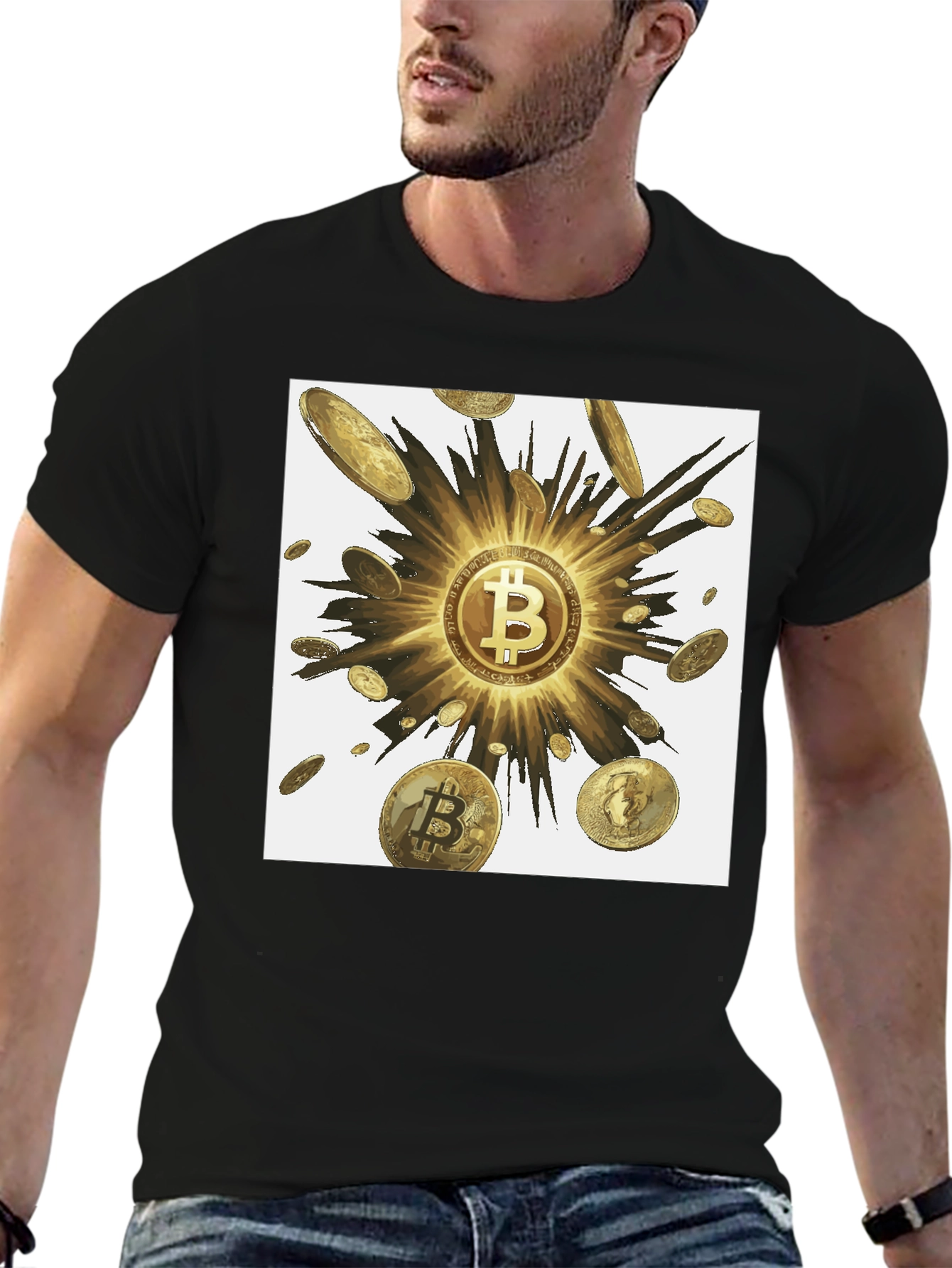 Bitcoin Burst Graphic T-Shirt - Black Crypto Tee