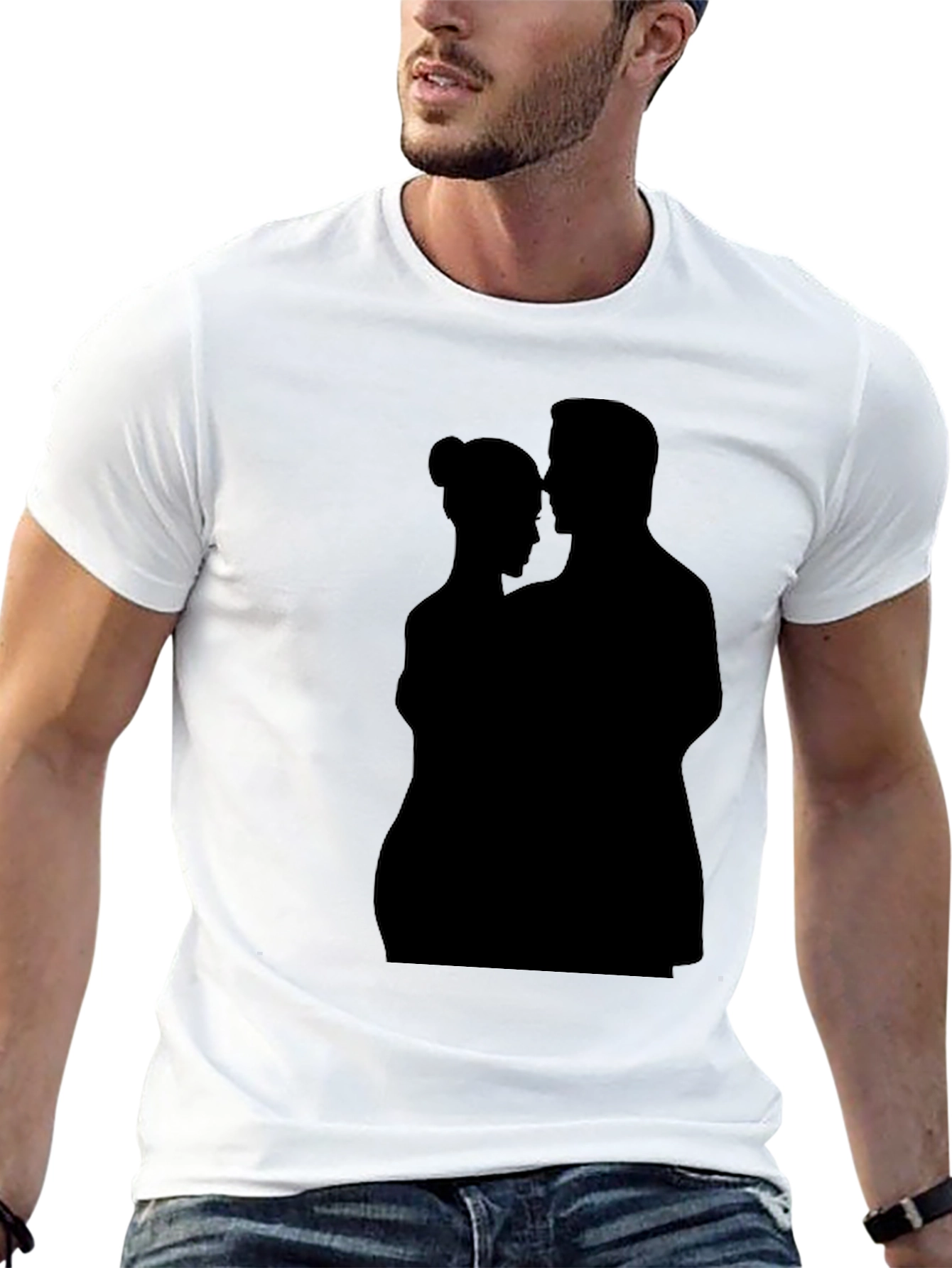 Romantic Silhouette Graphic Tee - Black