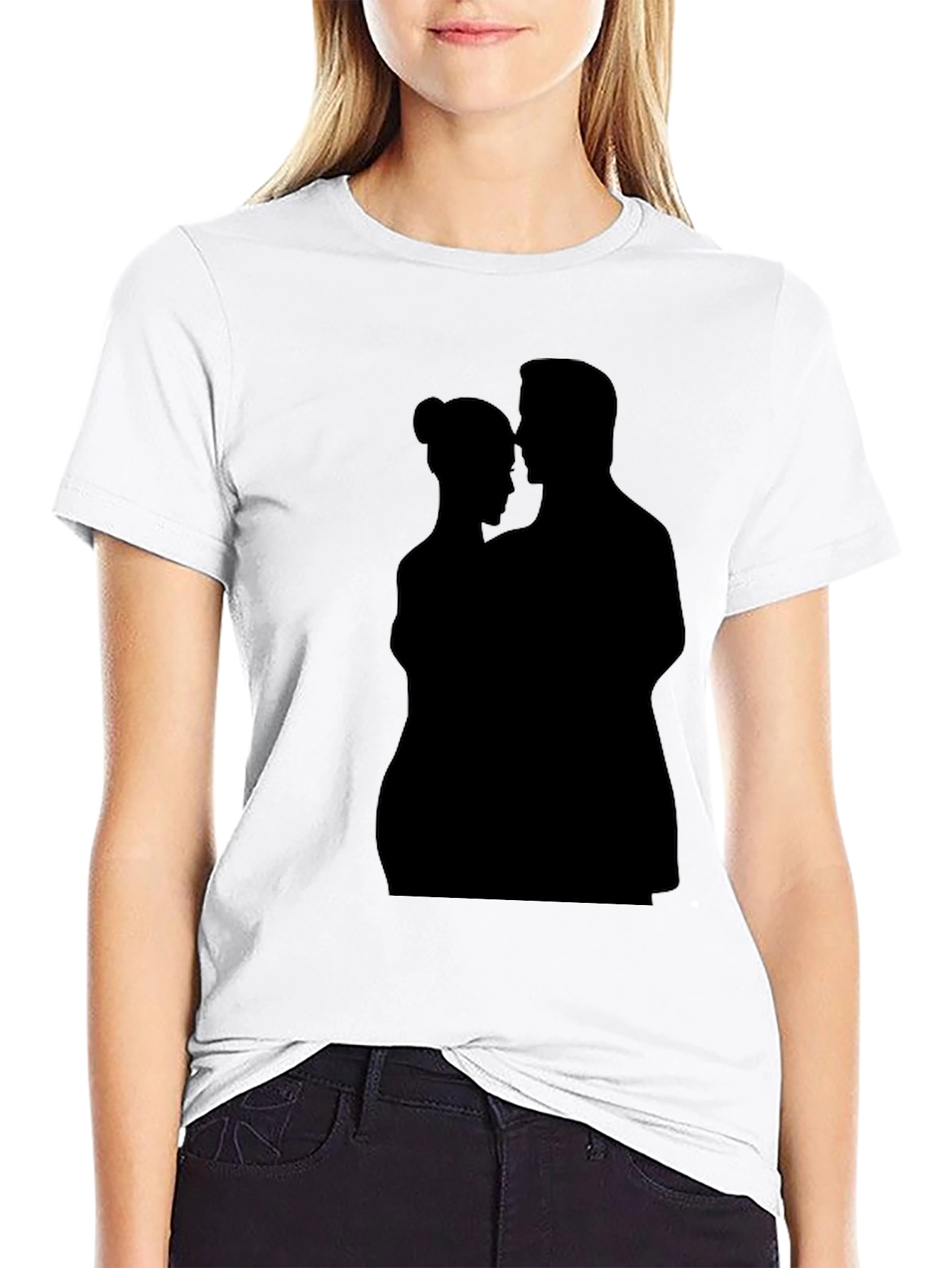 Romantic Silhouette Graphic Tee - Black