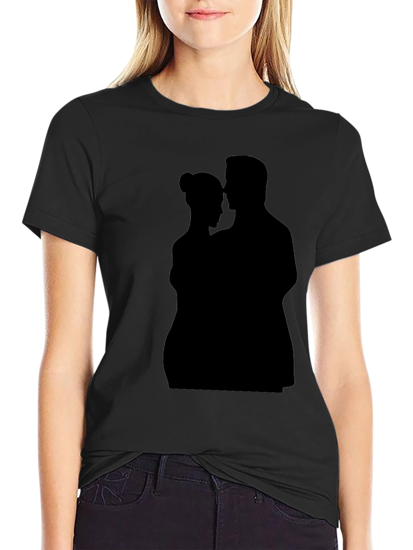 Romantic Silhouette Graphic Tee - Black