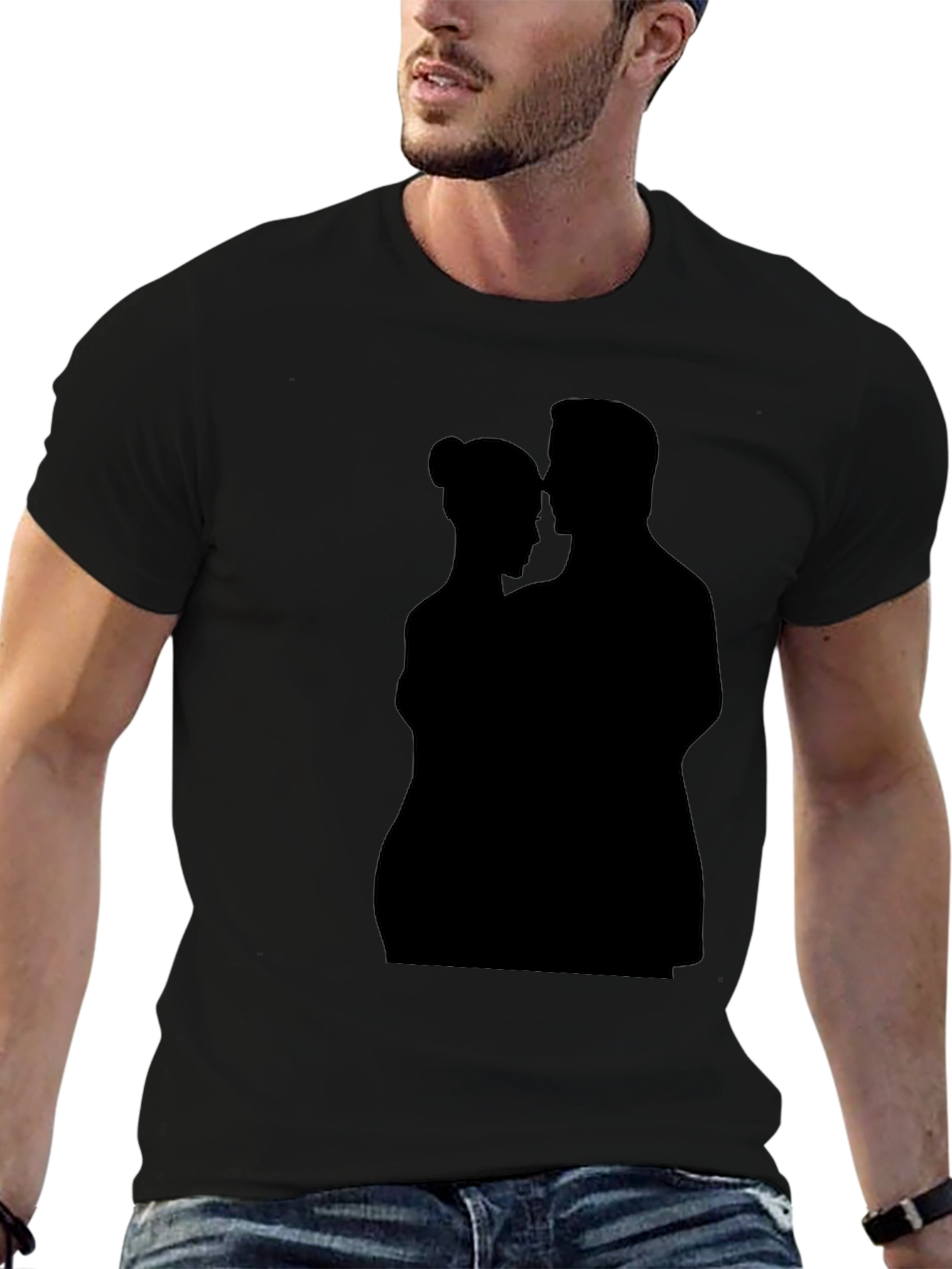 Romantic Silhouette Graphic Tee - Black
