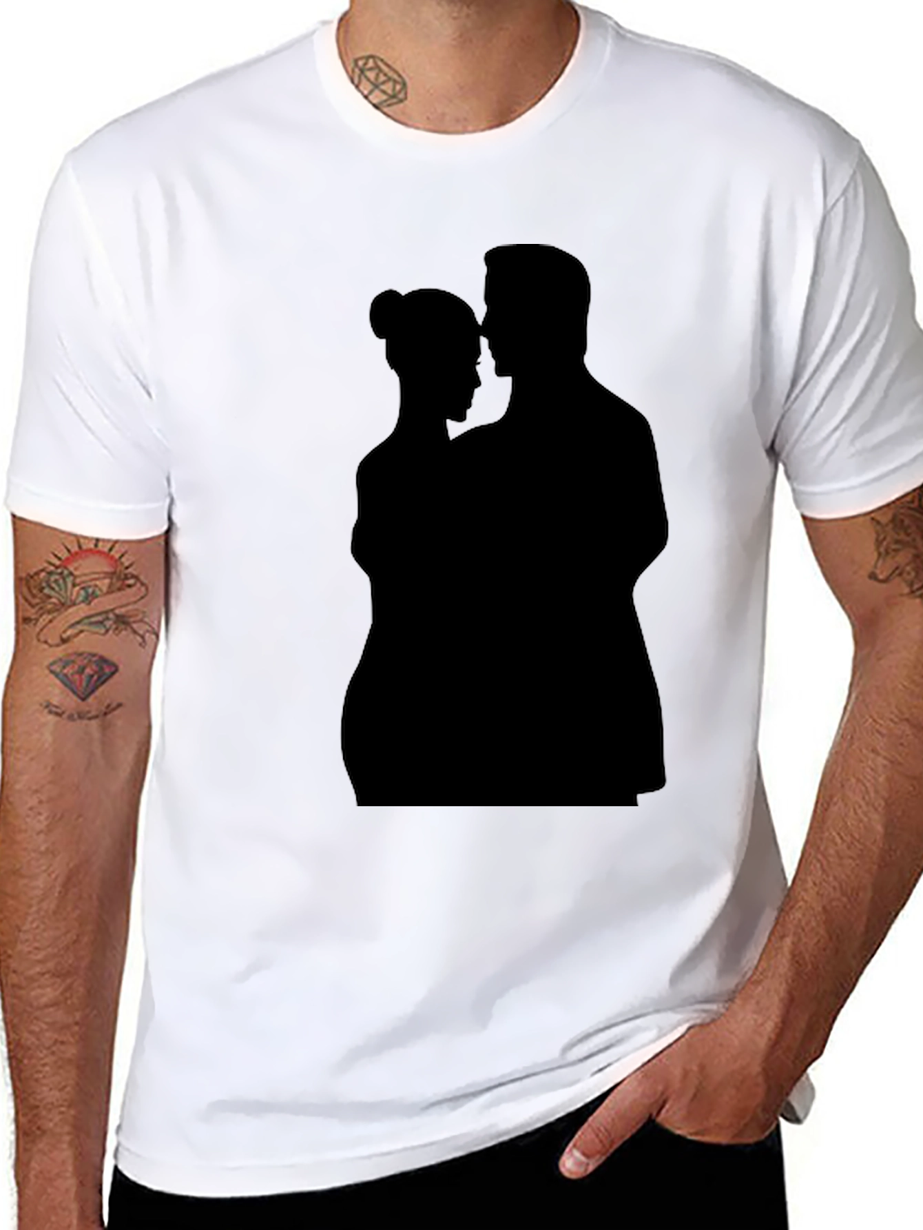 Romantic Silhouette Graphic Tee - Black