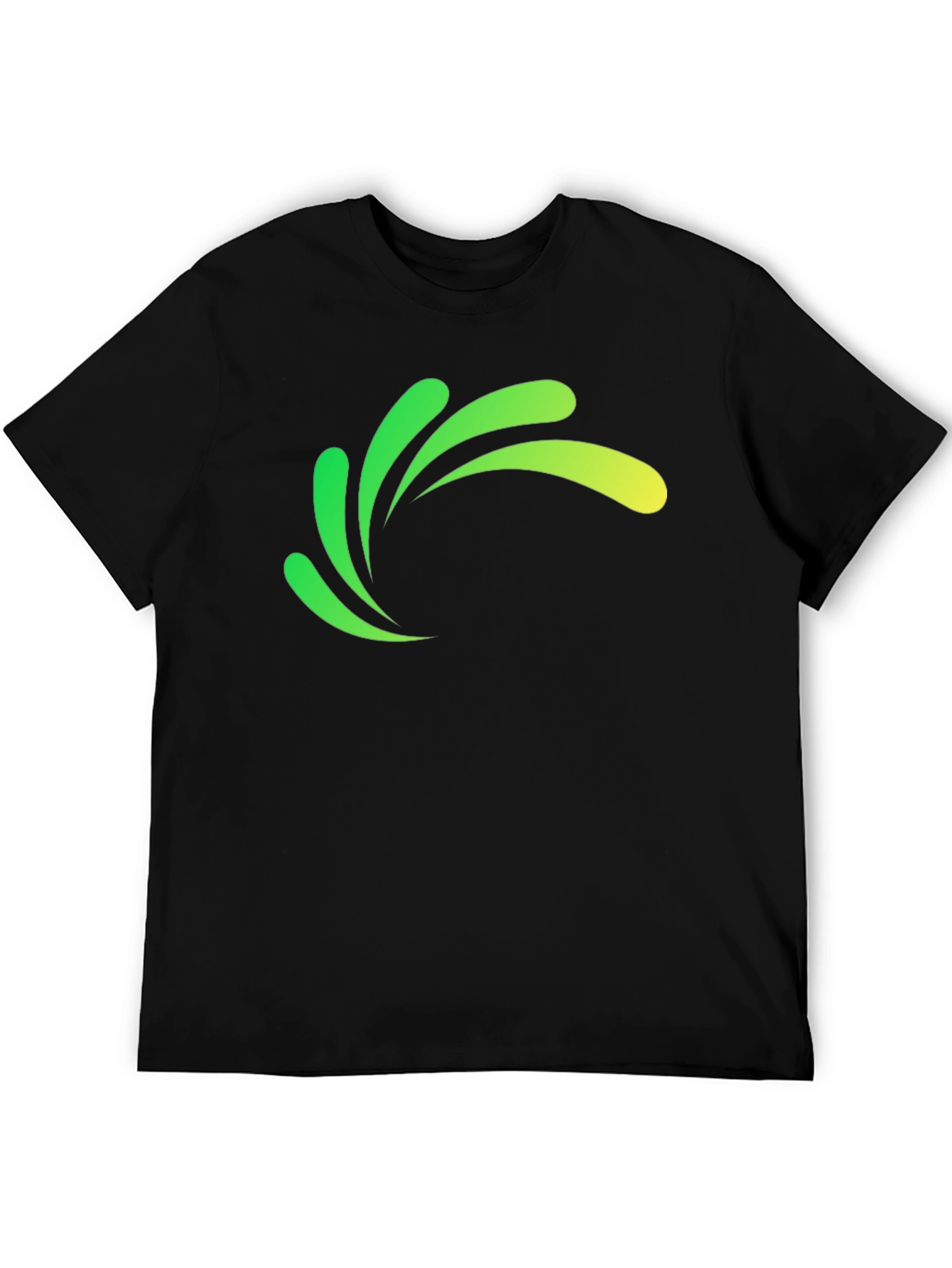 Modern Green Splash Graphic Black T-Shirt