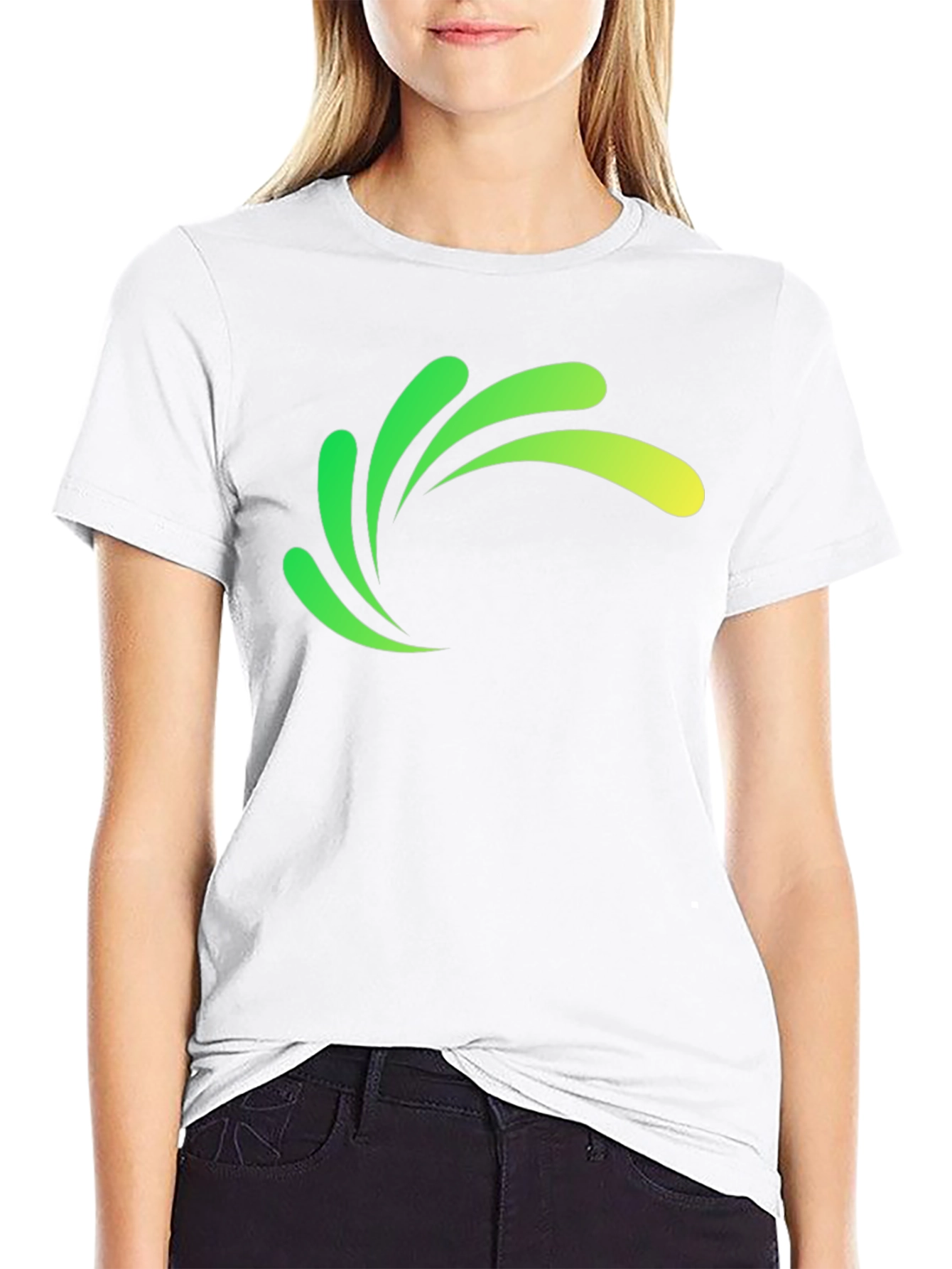 Modern Green Splash Graphic Black T-Shirt