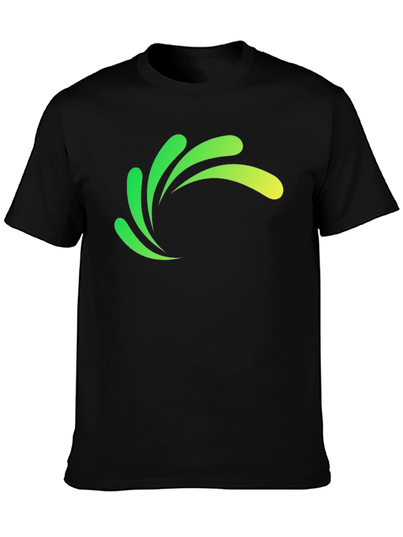 Modern Green Splash Graphic Black T-Shirt