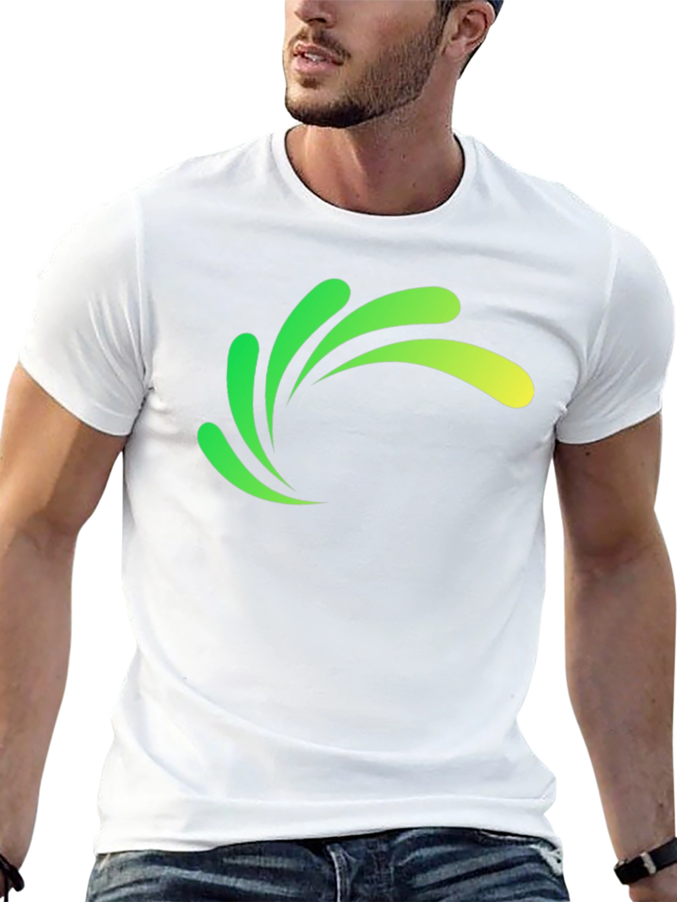 Modern Green Splash Graphic Black T-Shirt