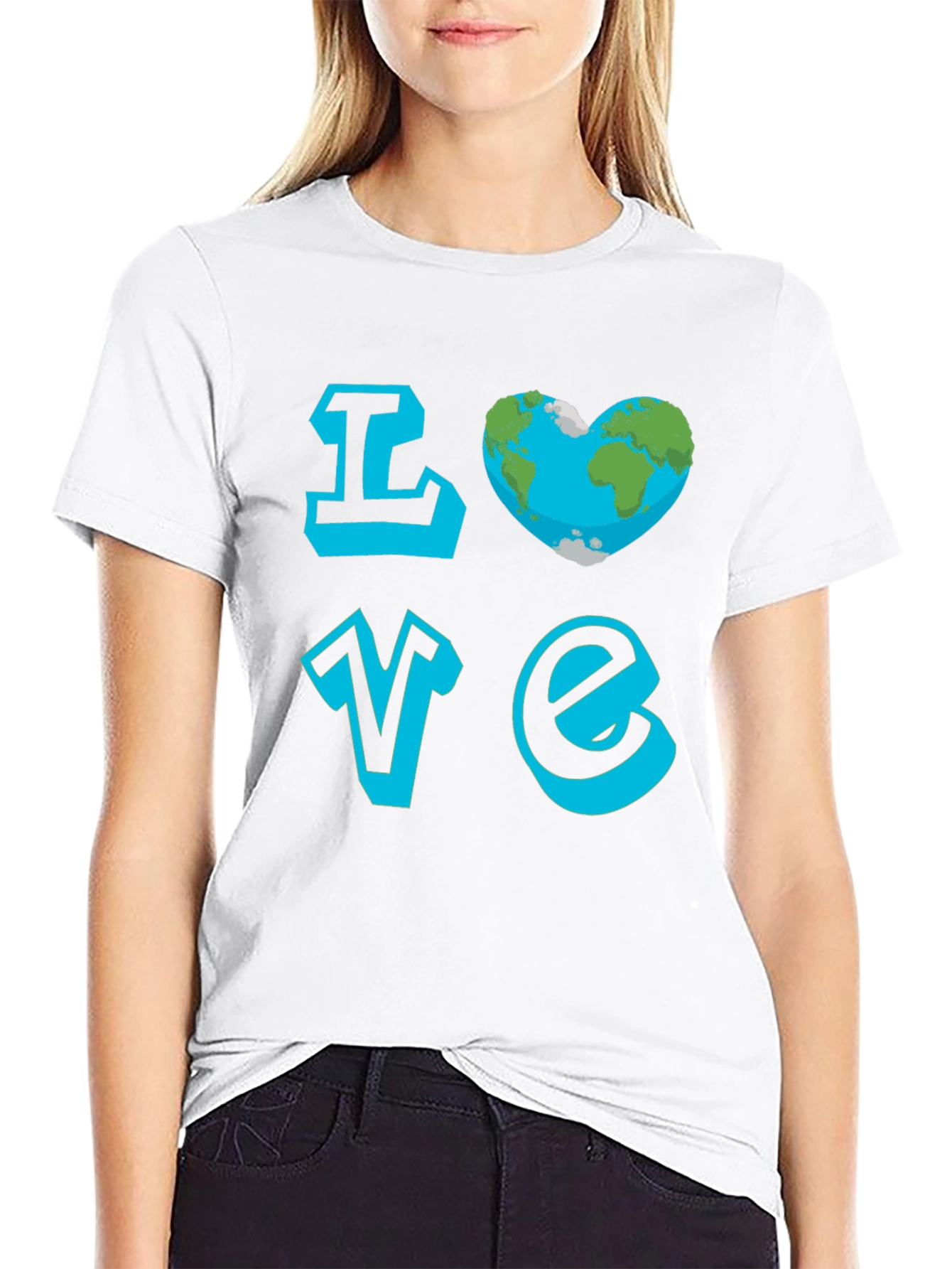 Love Earth Graphic Tee - Black Cotton T-Shirt