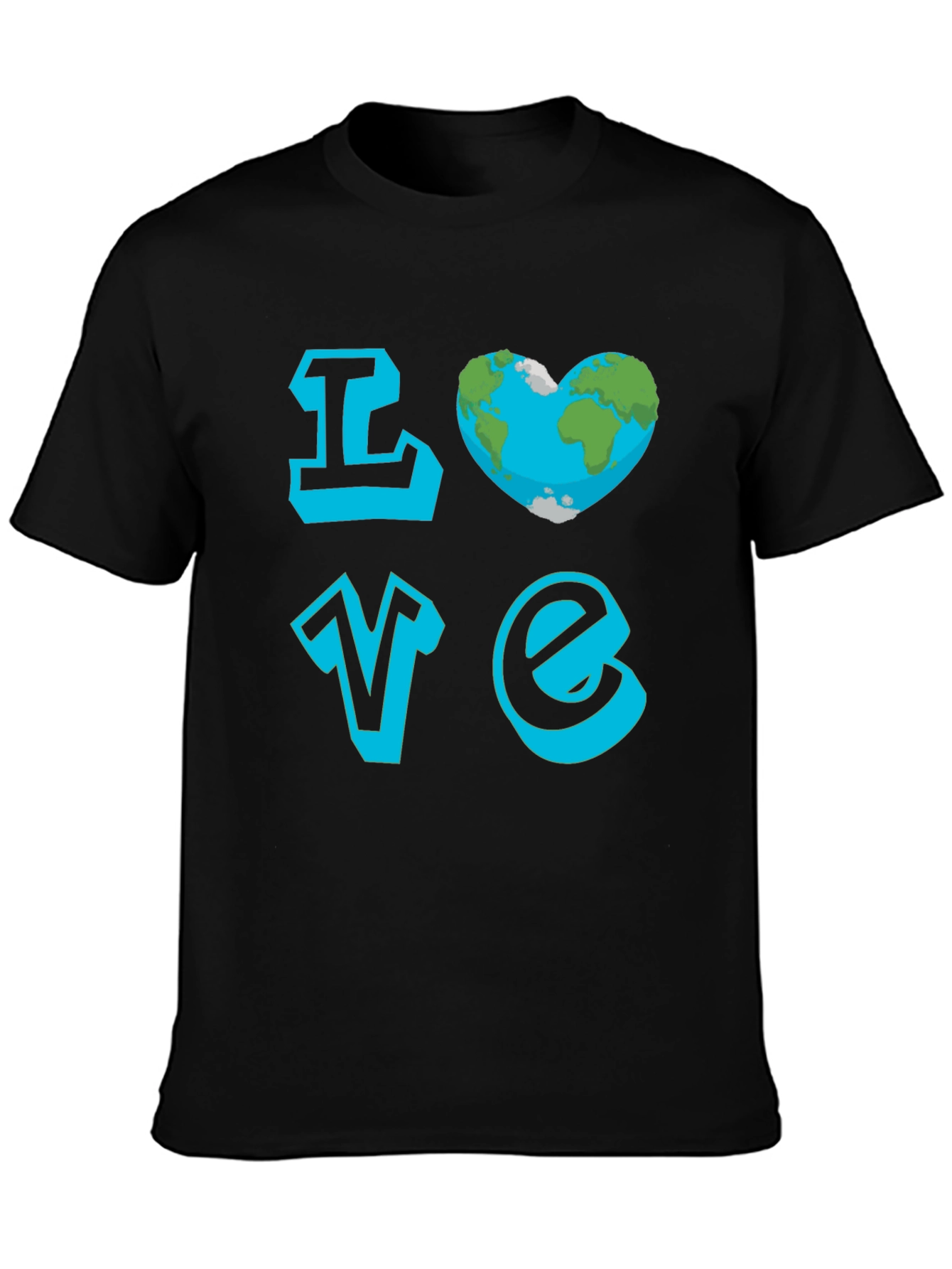 Love Earth Graphic Tee - Black Cotton T-Shirt