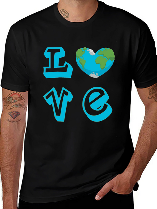 Love Earth Graphic Tee - Black Cotton T-Shirt