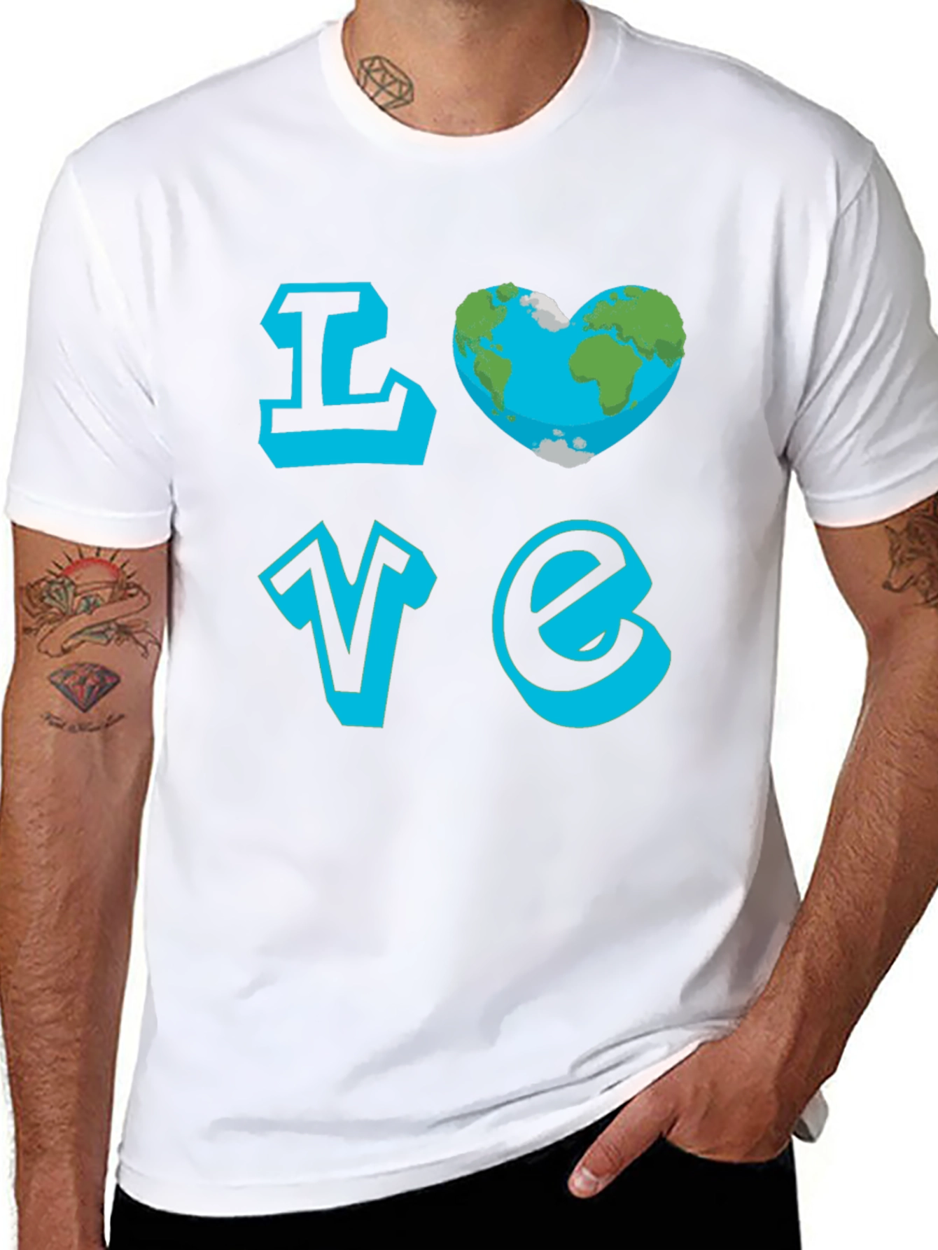 Love Earth Graphic Tee - Black Cotton T-Shirt