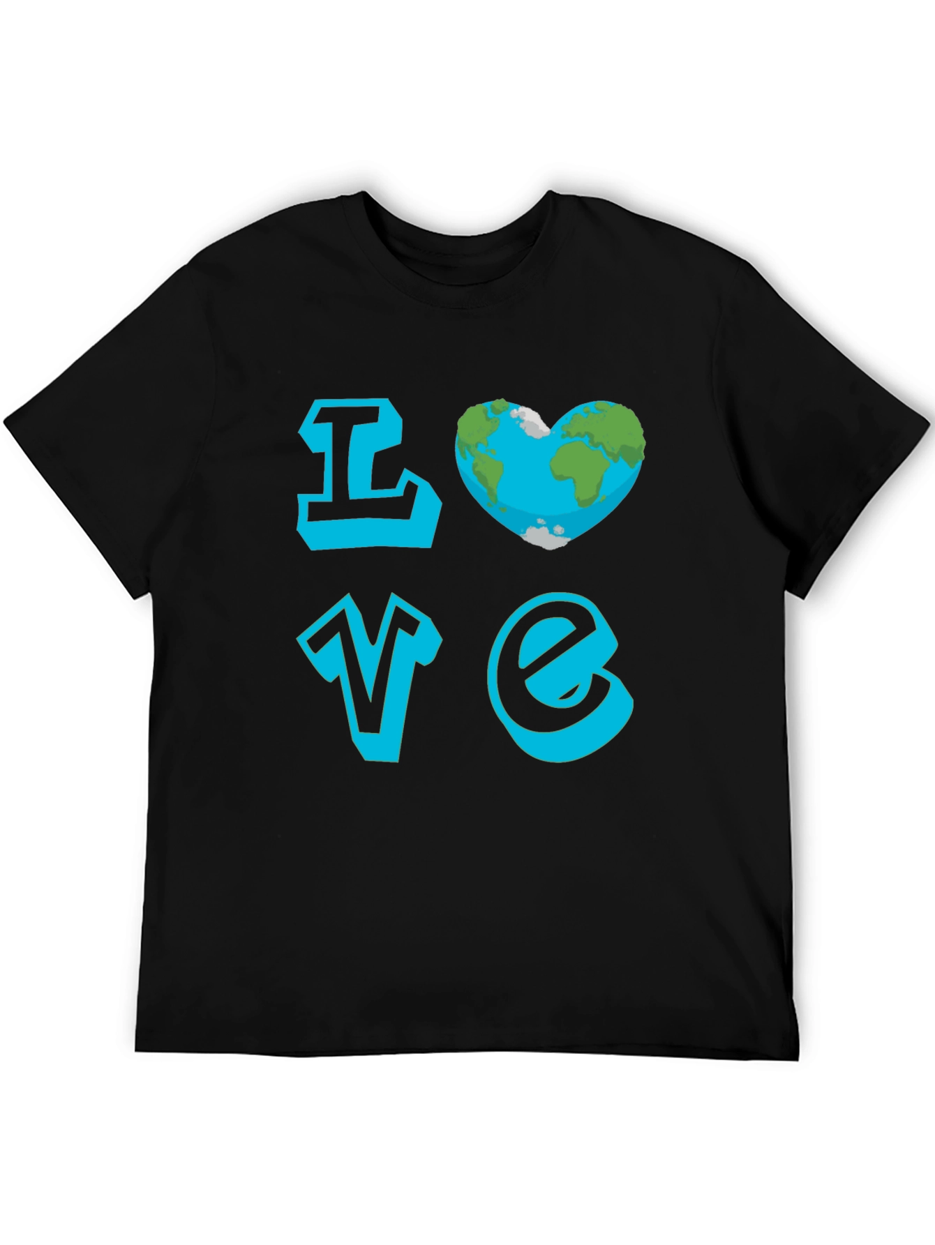 Love Earth Graphic Tee - Black Cotton T-Shirt