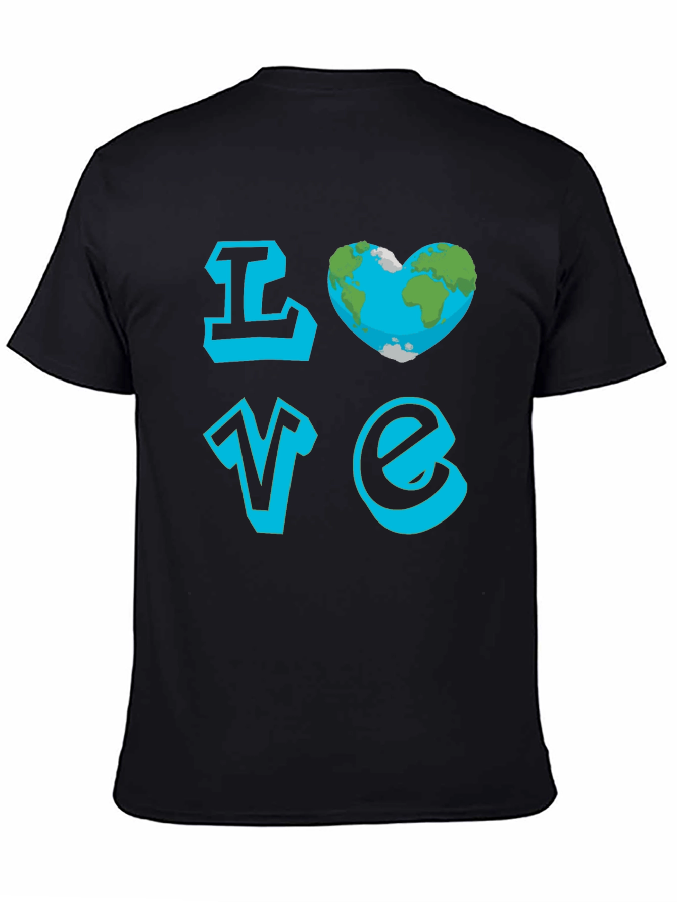 Love Earth Graphic Tee - Black Cotton T-Shirt