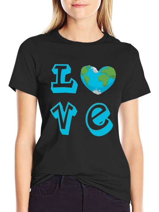 Love Earth Graphic Tee - Black Cotton T-Shirt