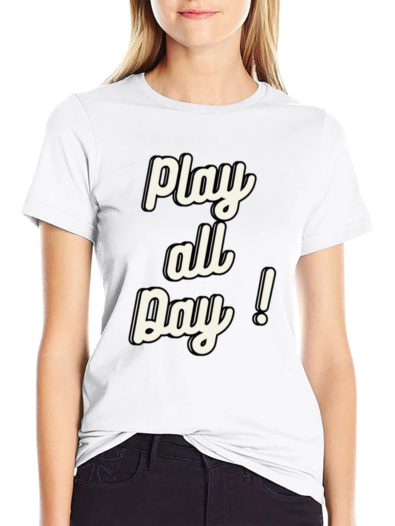 Play All Day! Black Graphic T-Shirt