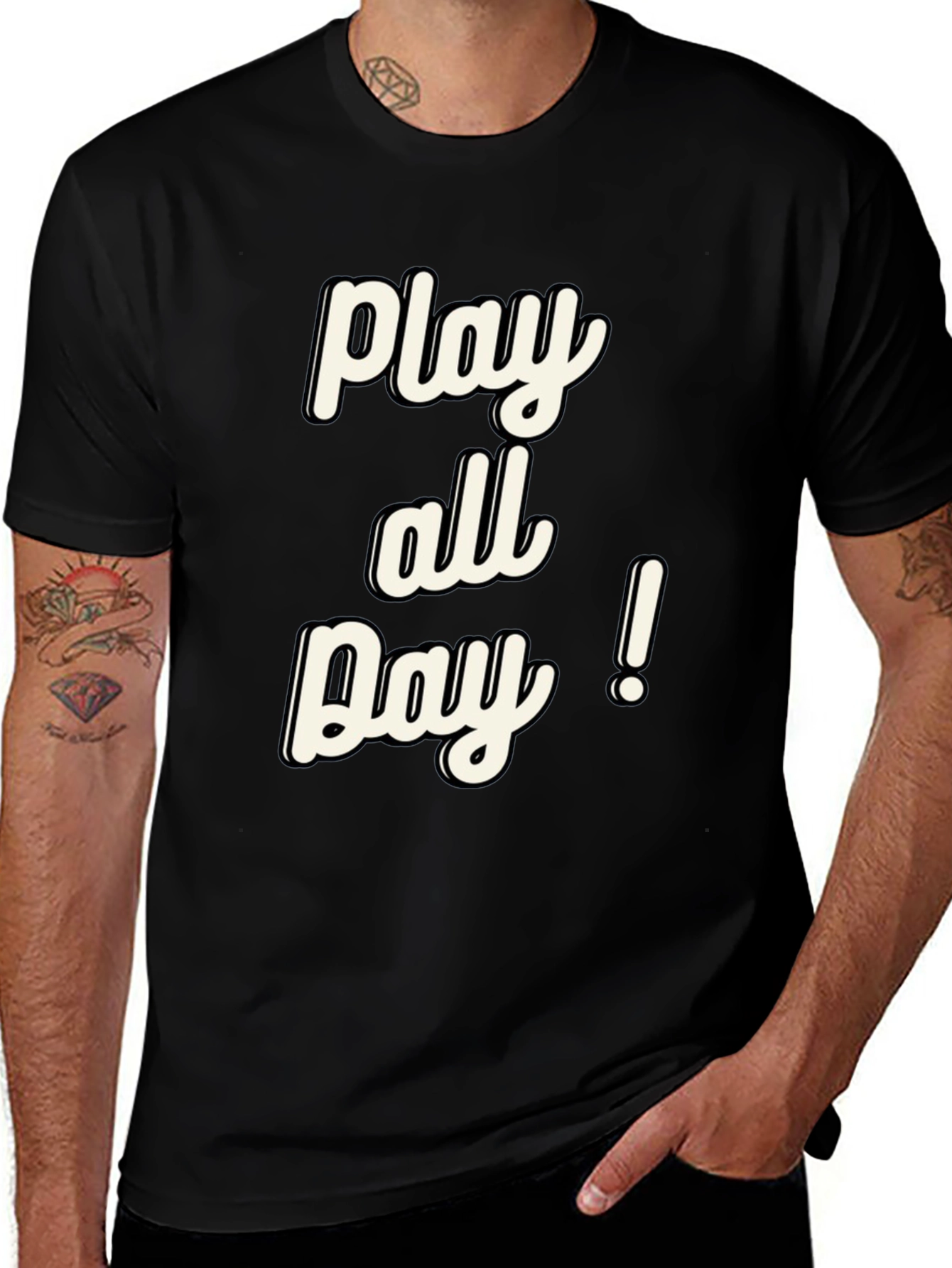 Play All Day! Black Graphic T-Shirt