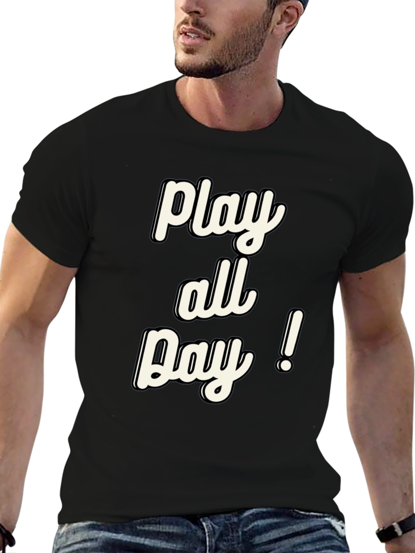 Play All Day! Black Graphic T-Shirt
