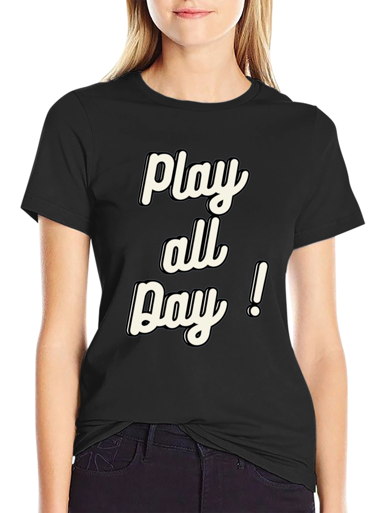 Play All Day! Black Graphic T-Shirt