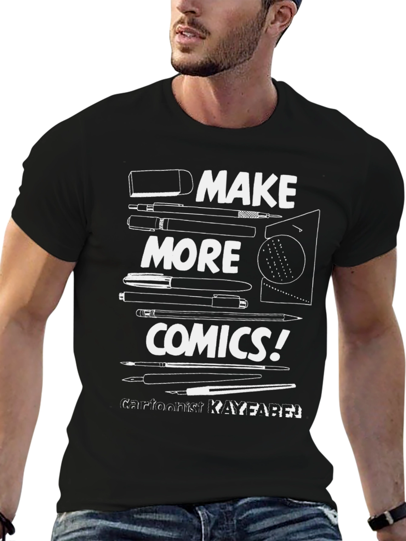 Make More Comics Black T-Shirt Graphic Tee