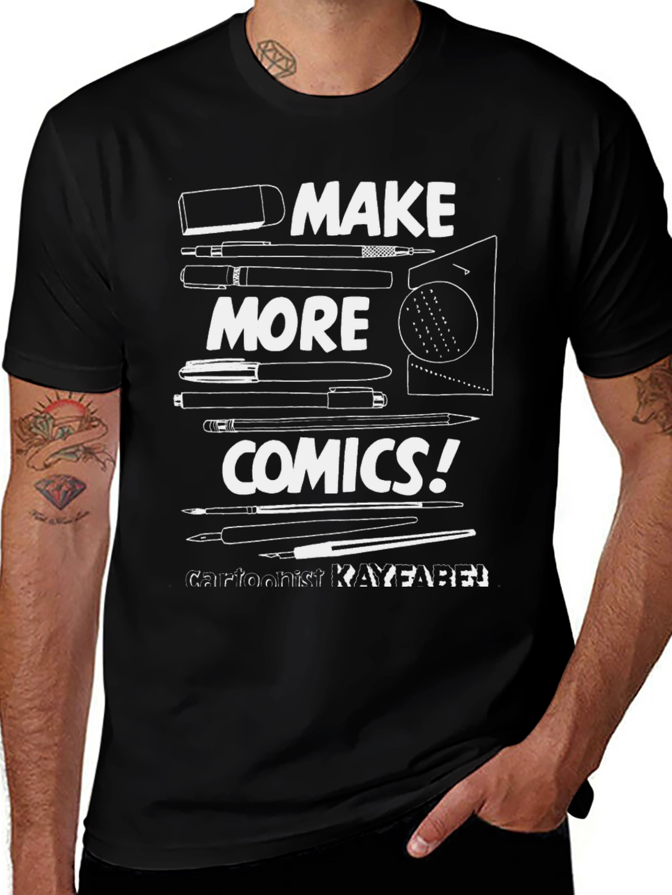 Make More Comics Black T-Shirt Graphic Tee