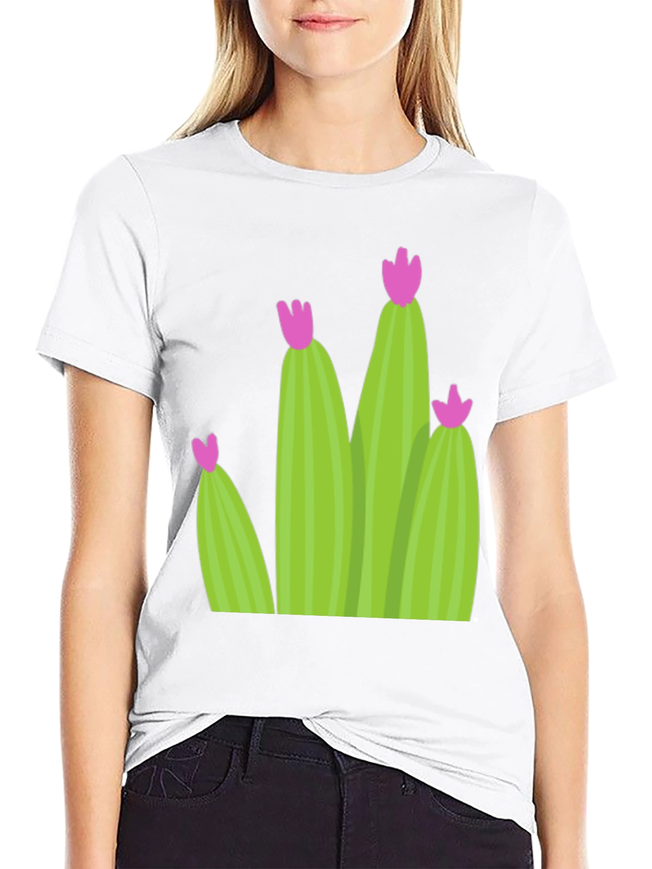 Cactus Bloom Black T-Shirt - Nature Inspired Tee