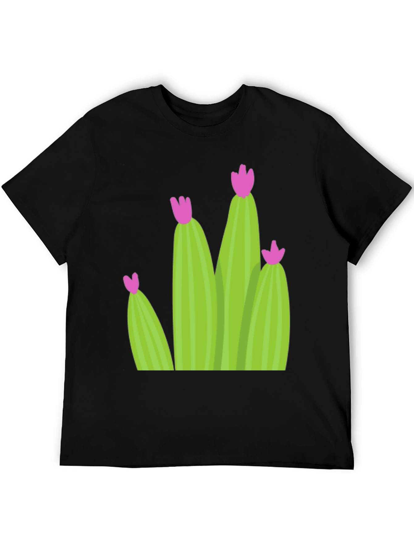 Cactus Bloom Black T-Shirt - Nature Inspired Tee