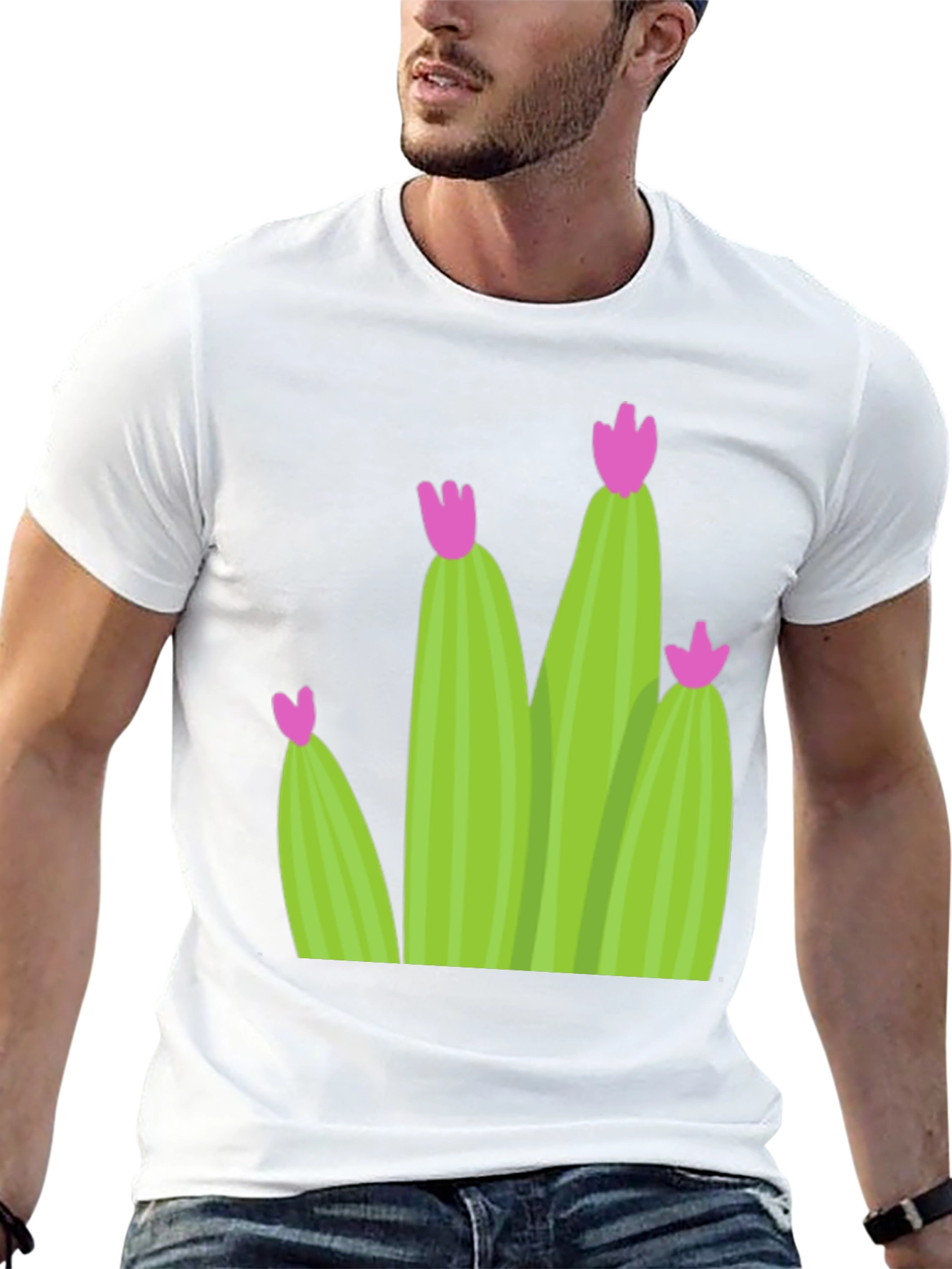 Cactus Bloom Black T-Shirt - Nature Inspired Tee