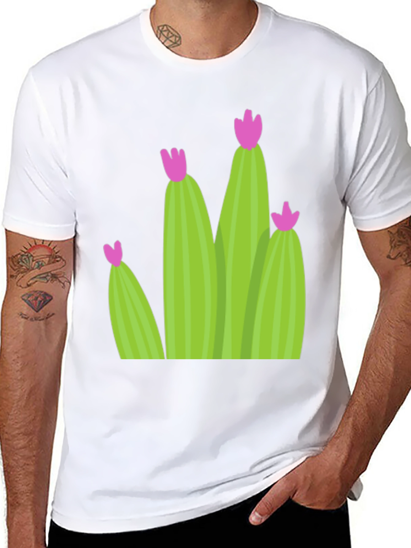 Cactus Bloom Black T-Shirt - Nature Inspired Tee