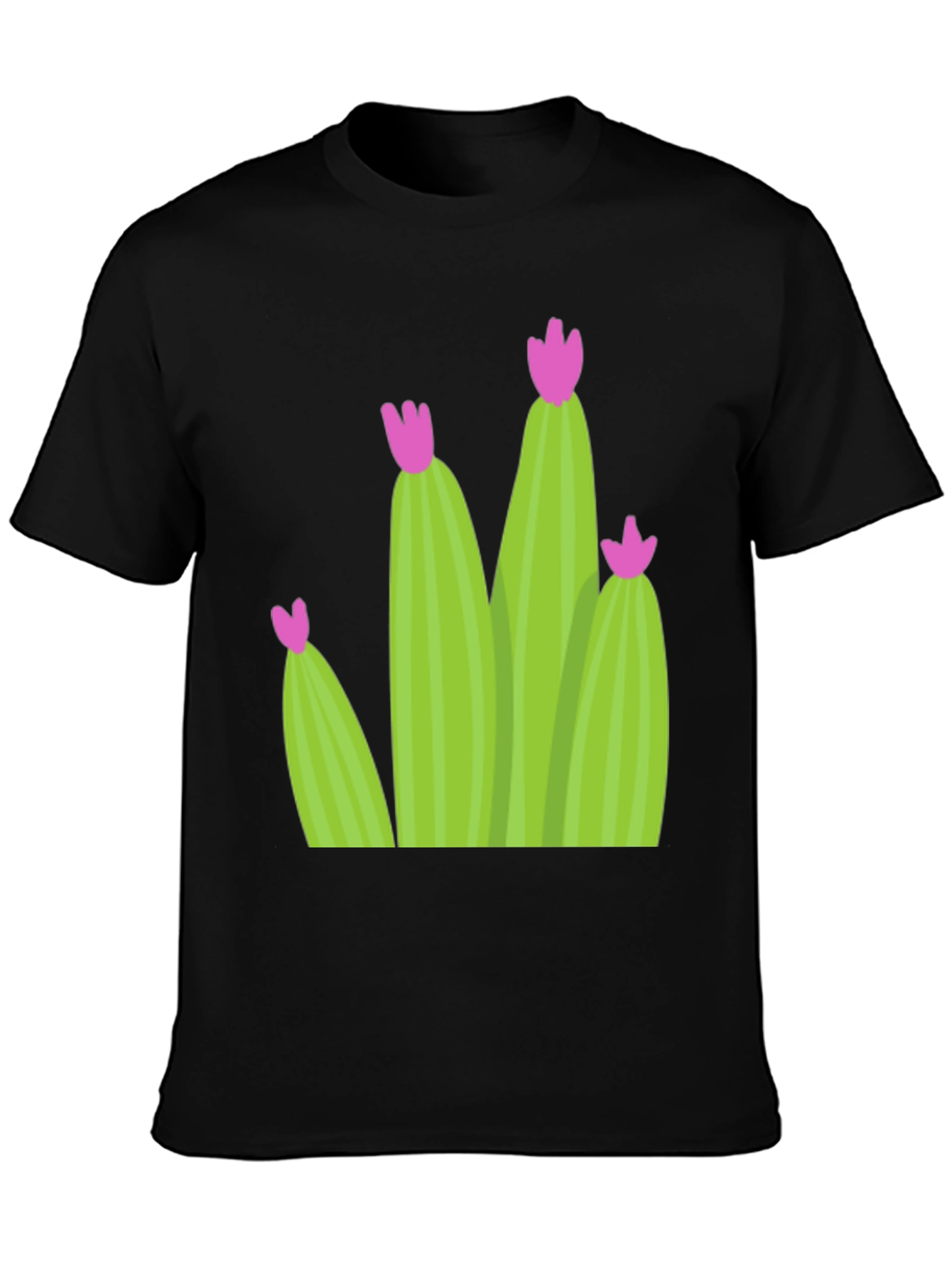 Cactus Bloom Black T-Shirt - Nature Inspired Tee