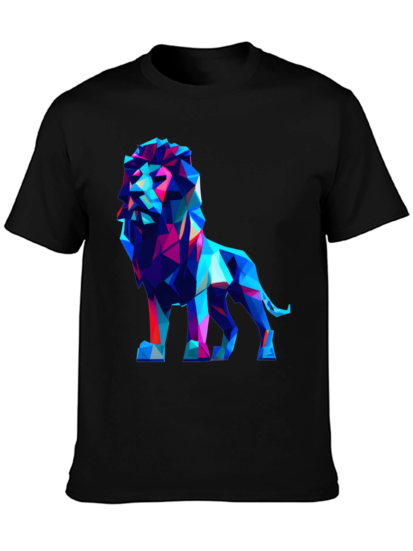 Geometric Lion Graphic Tee - Modern Art Shirt