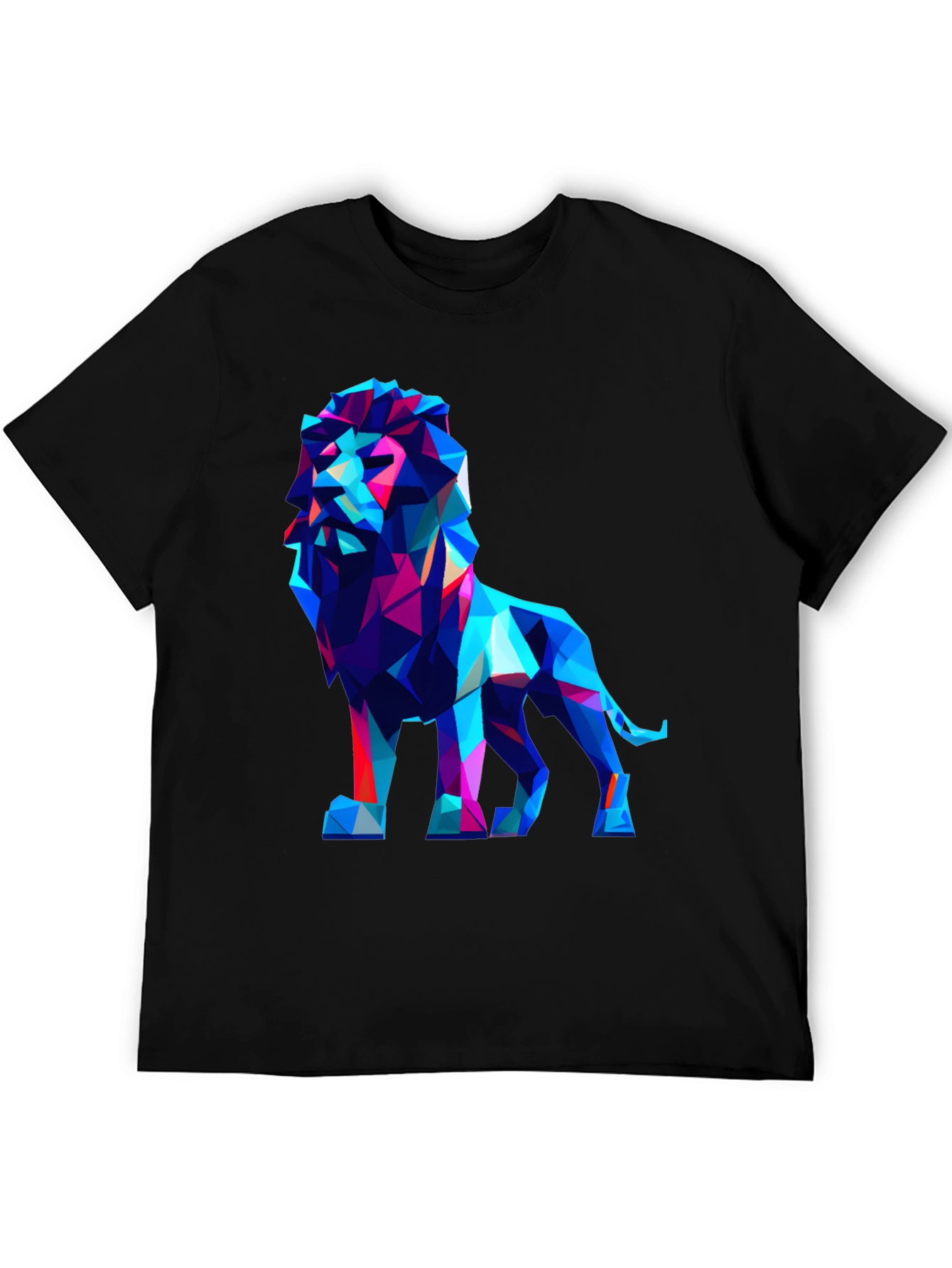 Geometric Lion Graphic Tee - Modern Art Shirt