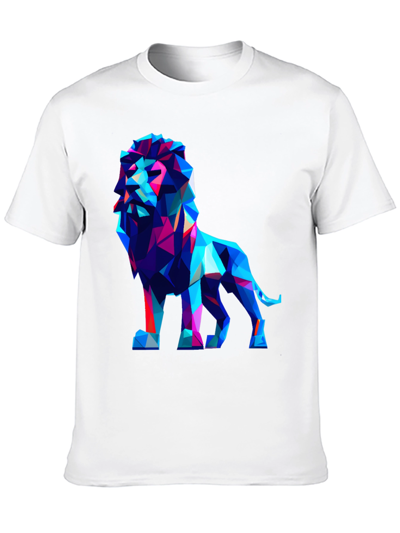 Geometric Lion Graphic Tee - Modern Art Shirt