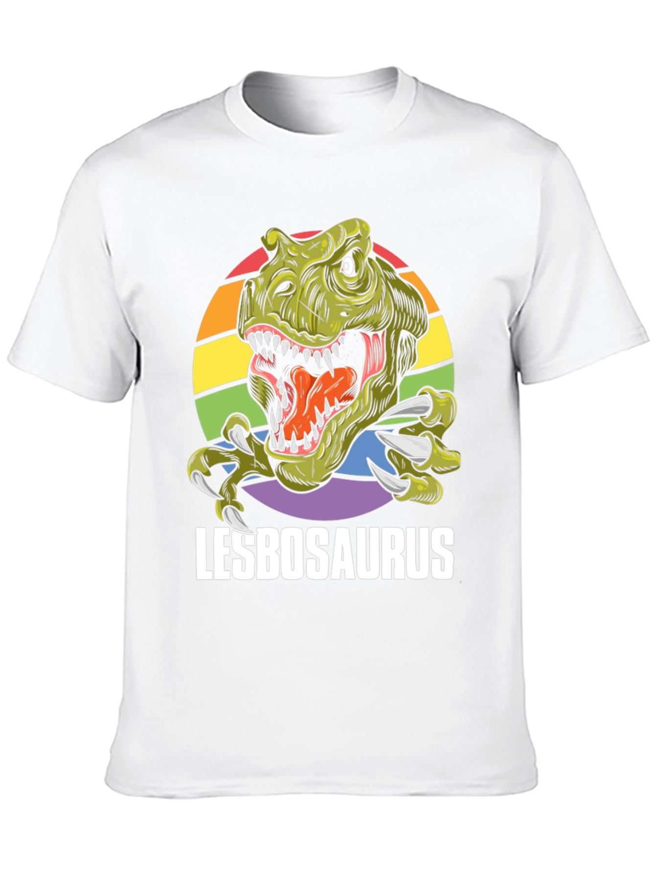 Lesbosaurus T-Shirt - Rainbow Dinosaur Pride Tee
