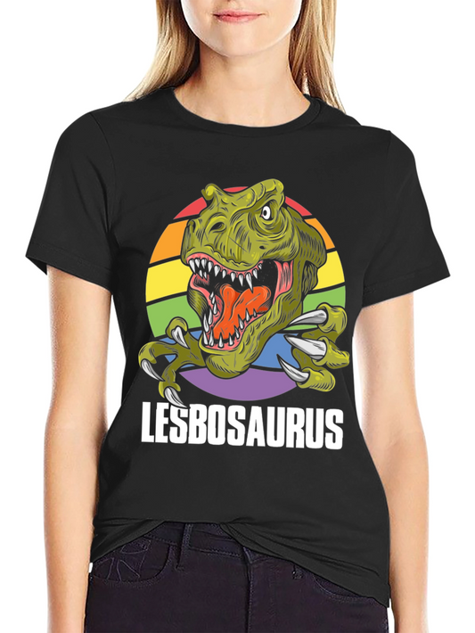 Lesbosaurus T-Shirt - Rainbow Dinosaur Pride Tee