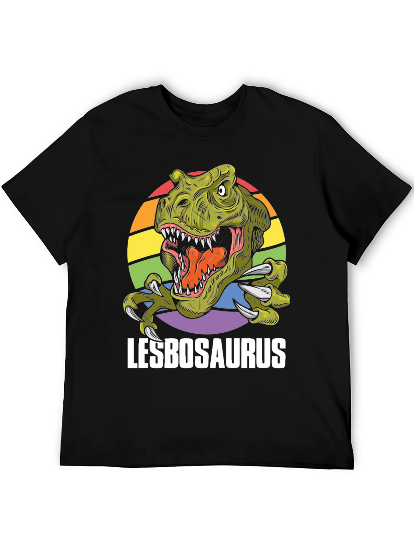 Lesbosaurus T-Shirt - Rainbow Dinosaur Pride Tee