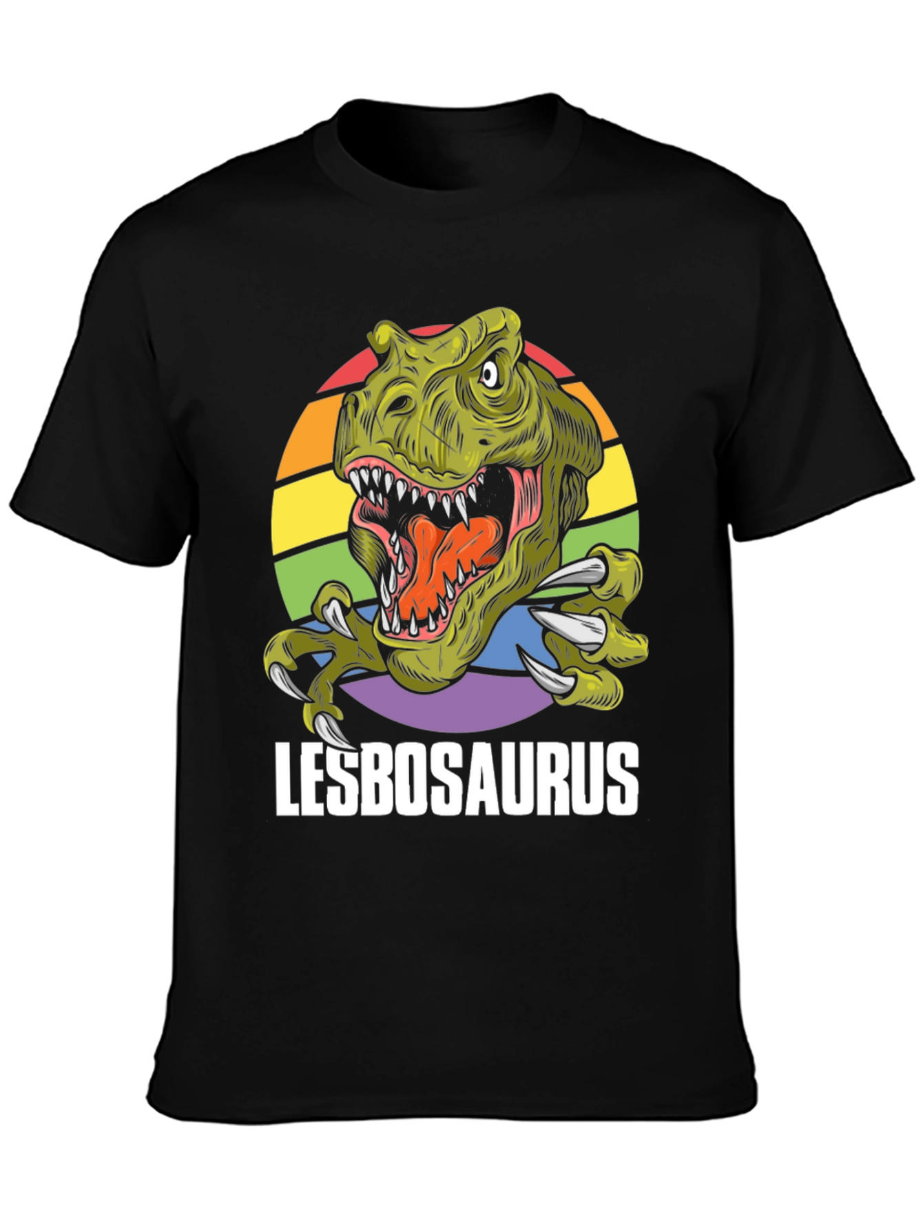 Lesbosaurus T-Shirt - Rainbow Dinosaur Pride Tee