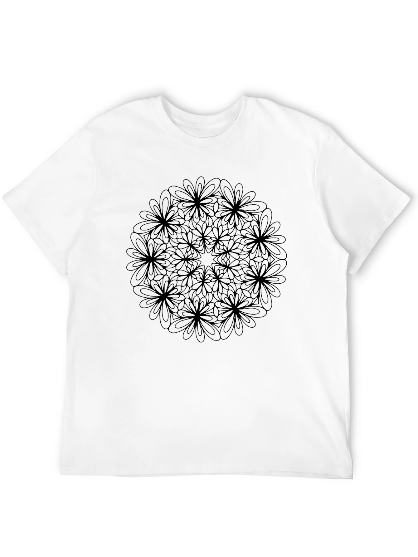 Floral Mandala Graphic Black T-Shirt