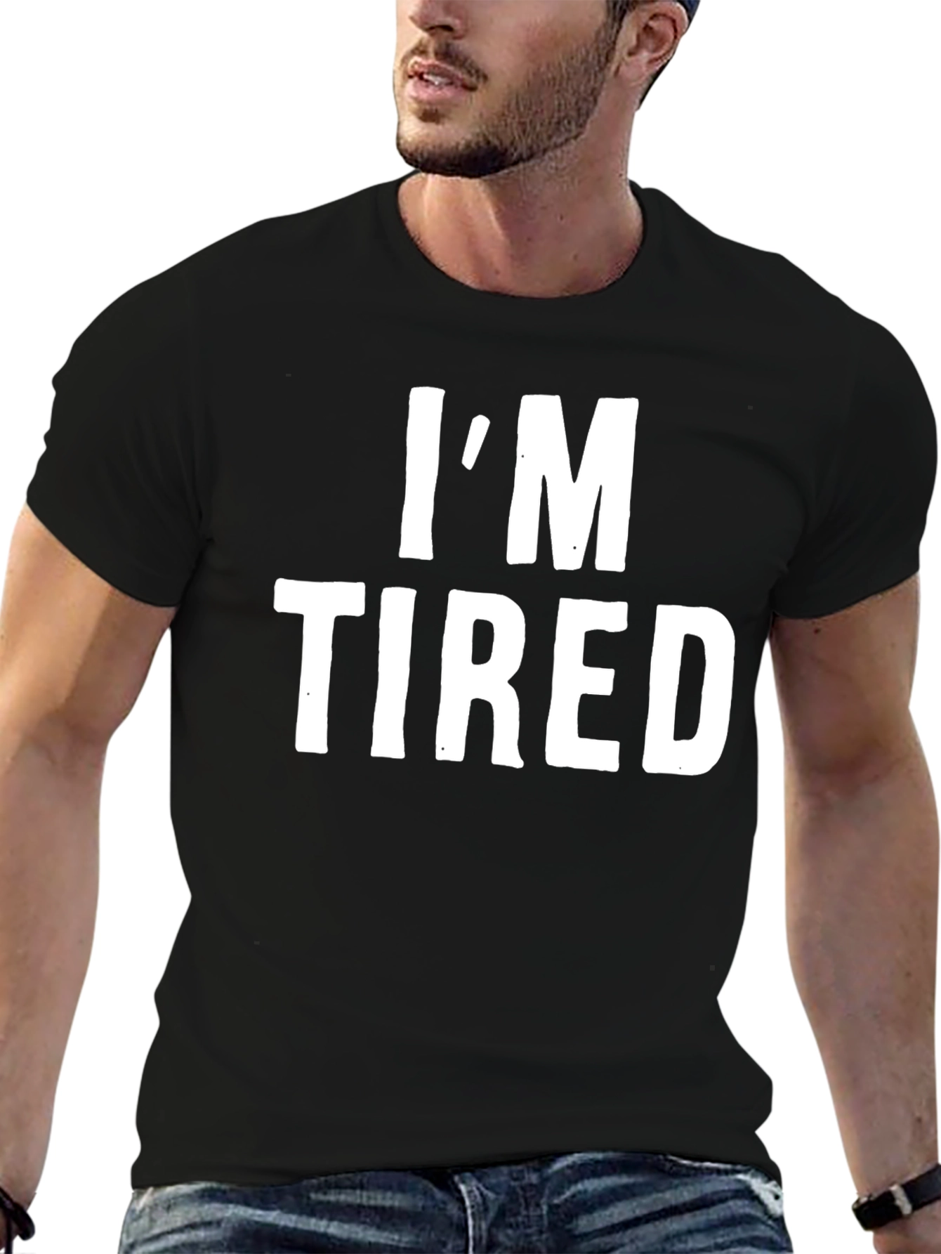 Im Tired Graphic T-Shirt - Black Casual Tee